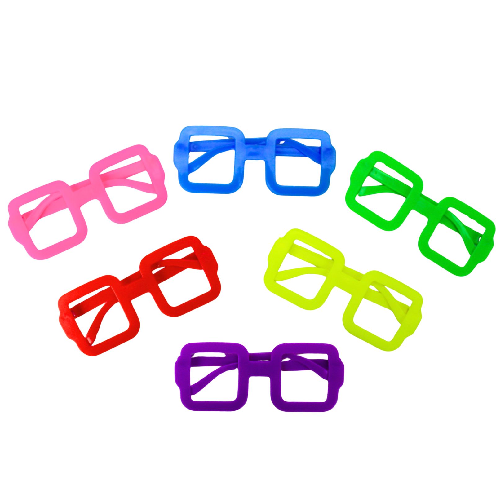 Coloured Square Glasses (Pack of 6) 