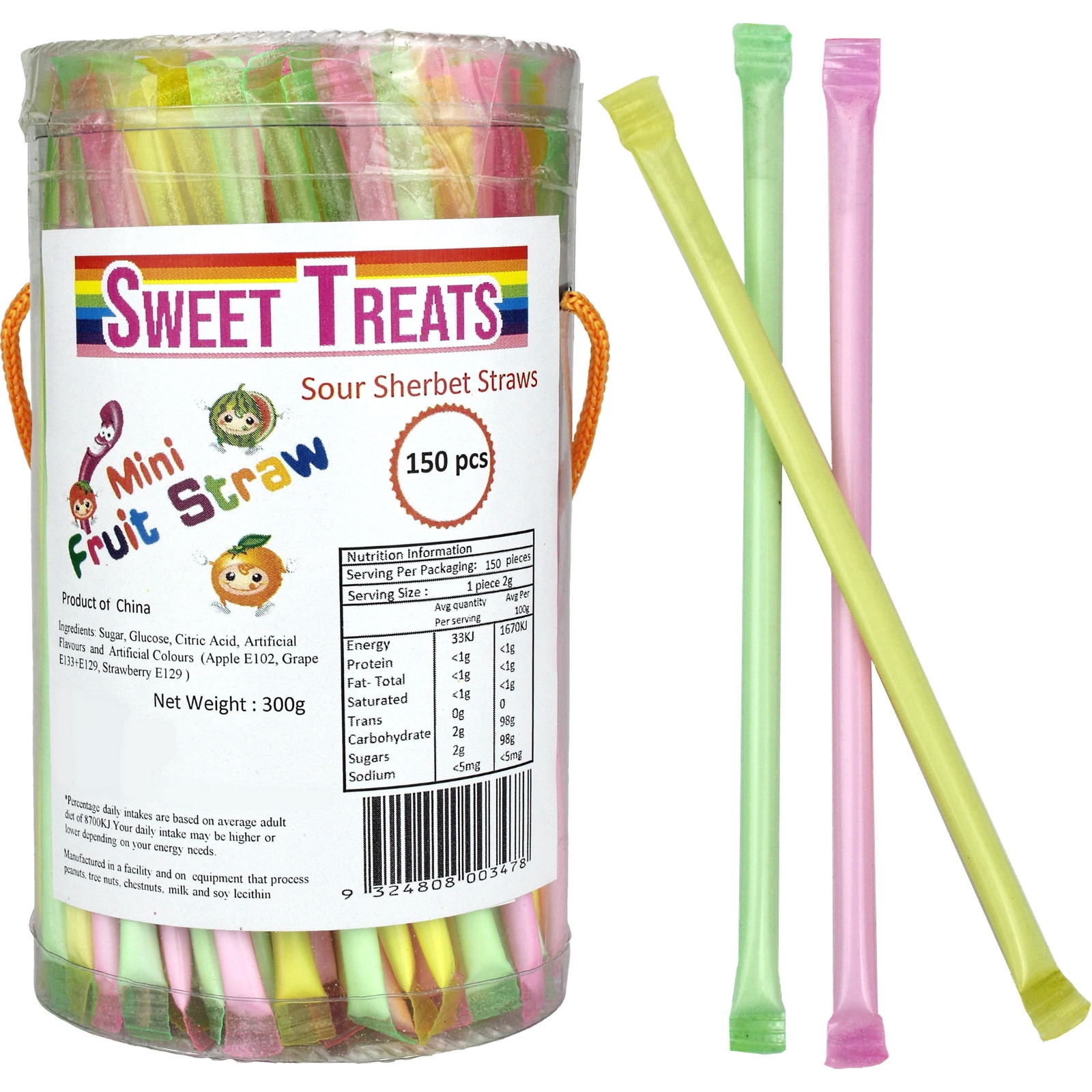 Sour Sherbet Straws (Pack of 150)