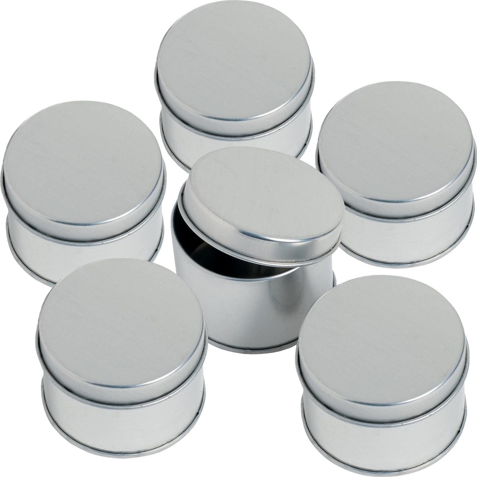 Silvertone Metal 5cm Round Tins (Pack of 24)