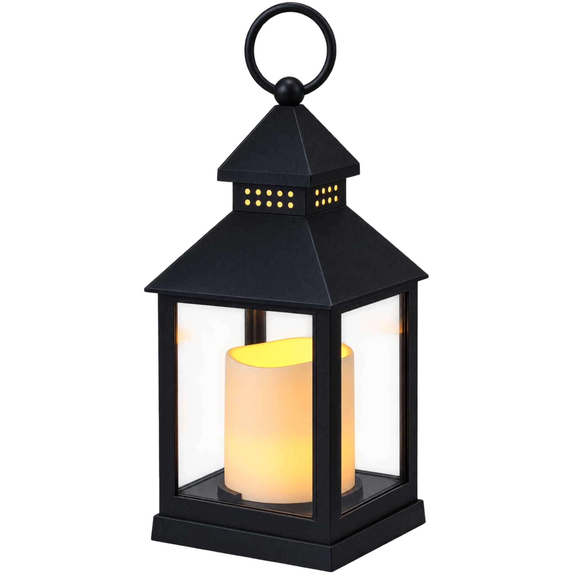 Black LED Candle Lantern Warm White