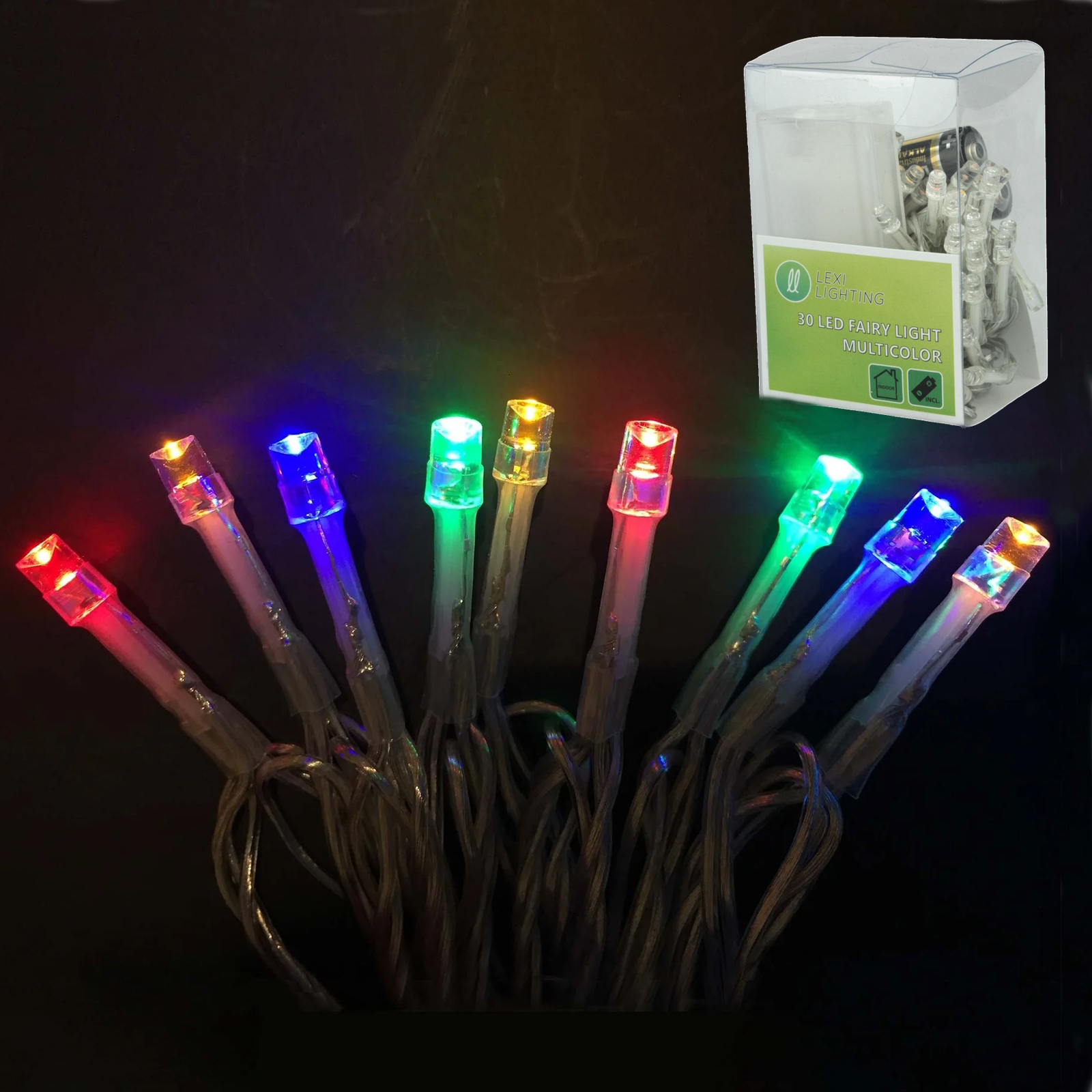 30 Multicolour Battery Operated LED Fairy Lights 2.9m