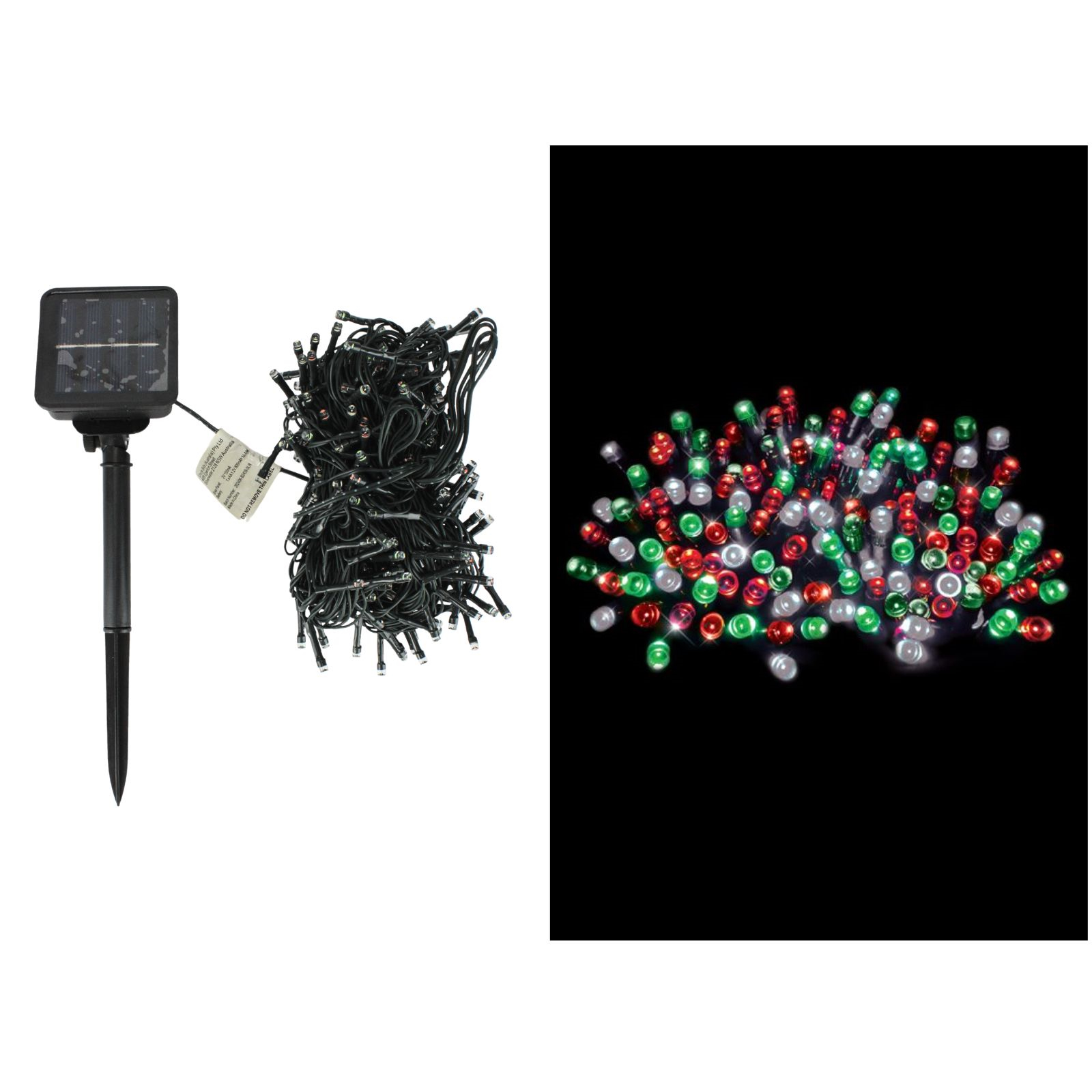240 Red White & Green LED 7 Function Solar Fairy Lights 11.9m 