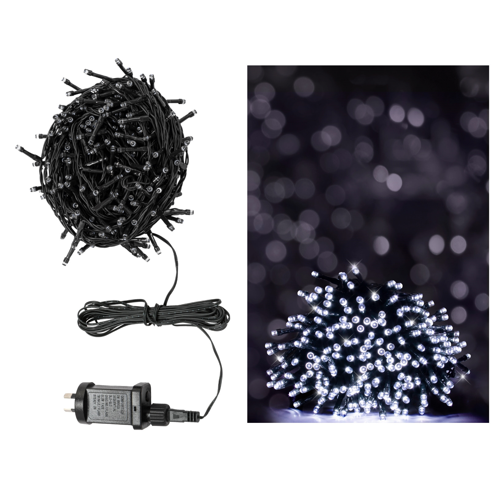 200 Cool White LED 7 Function Fairy Lights 11.9m