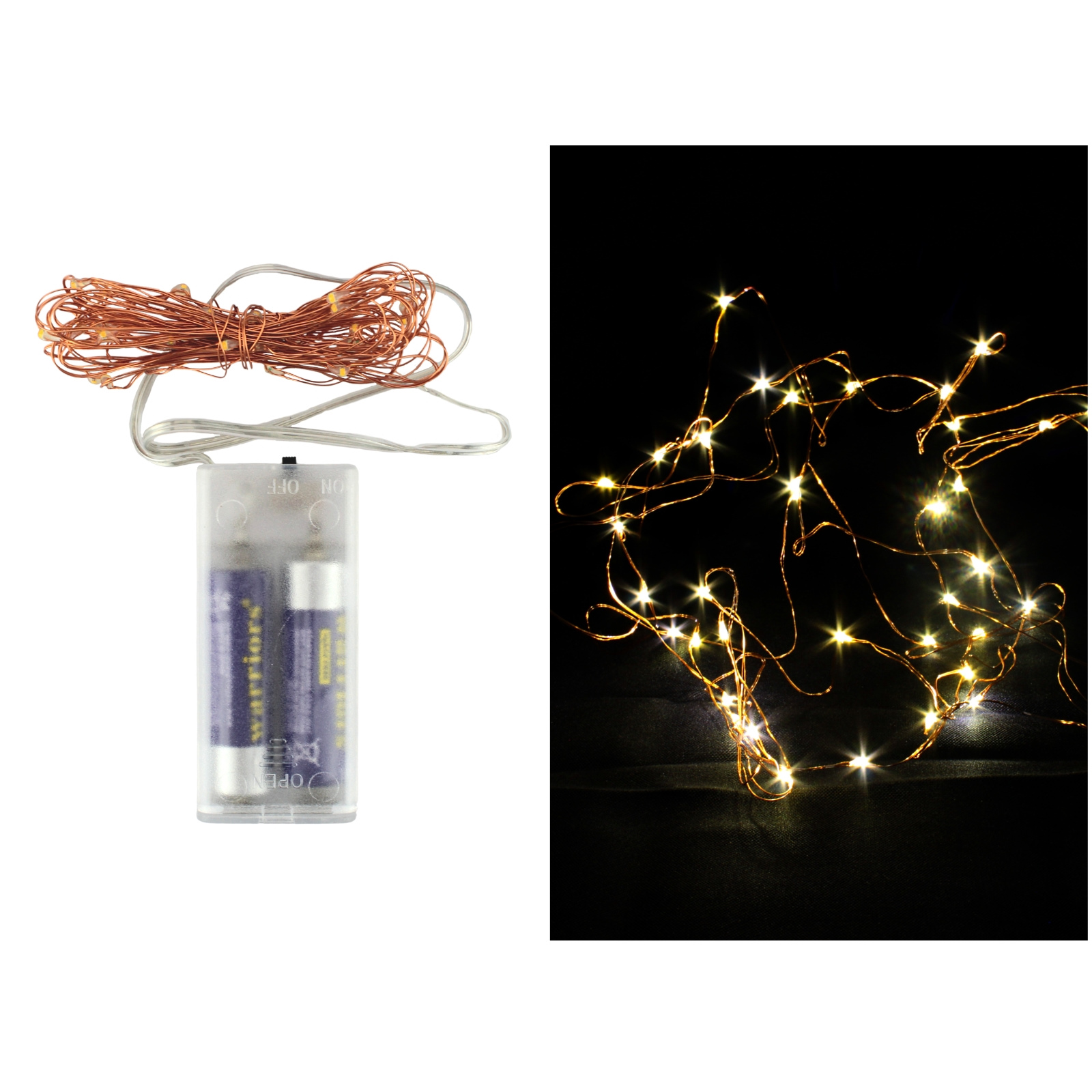 40 Micro Warm White Battery Operated LED String Lights 4m