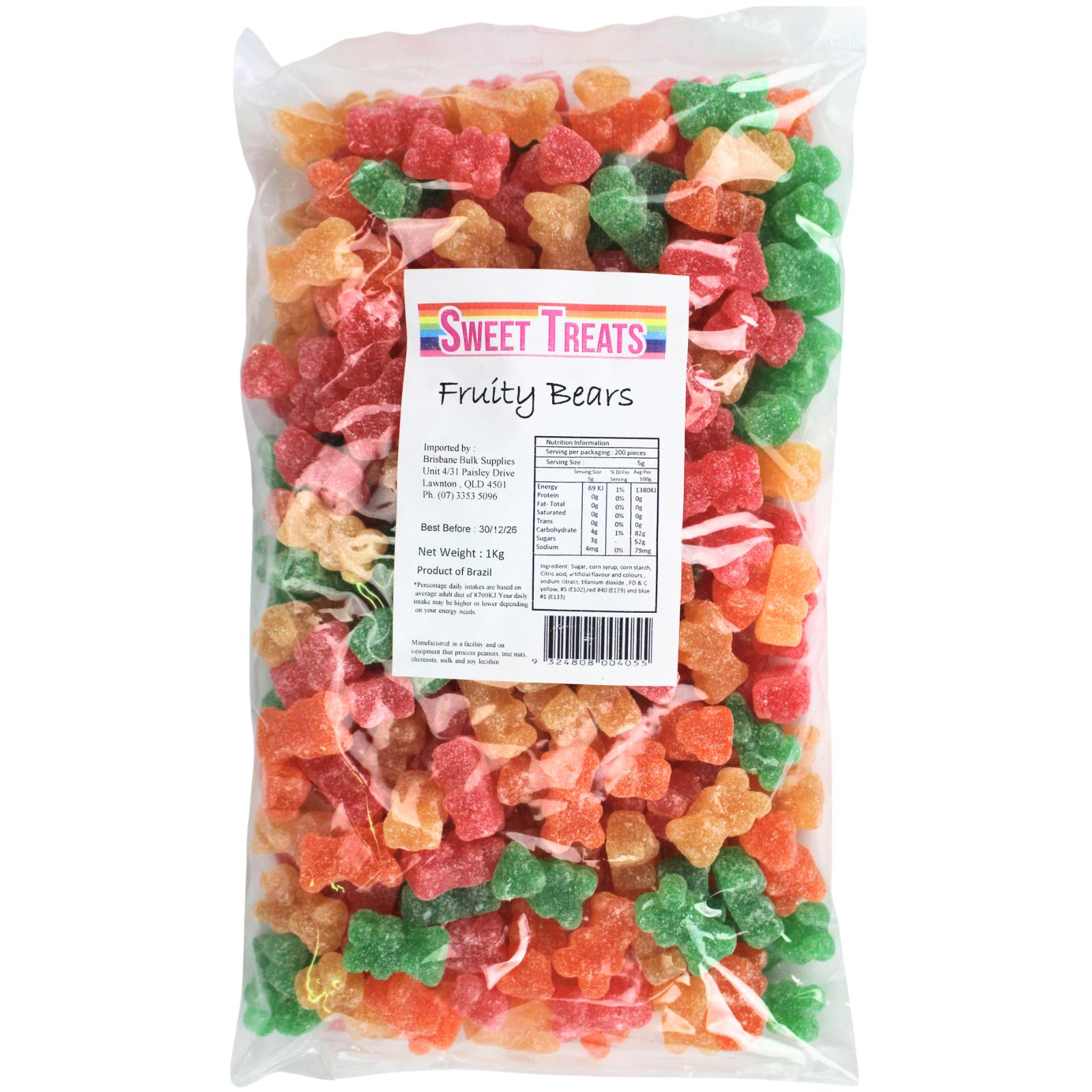 Sweet Treats Assorted Fruity Bear Lollies (1kg Bag)  