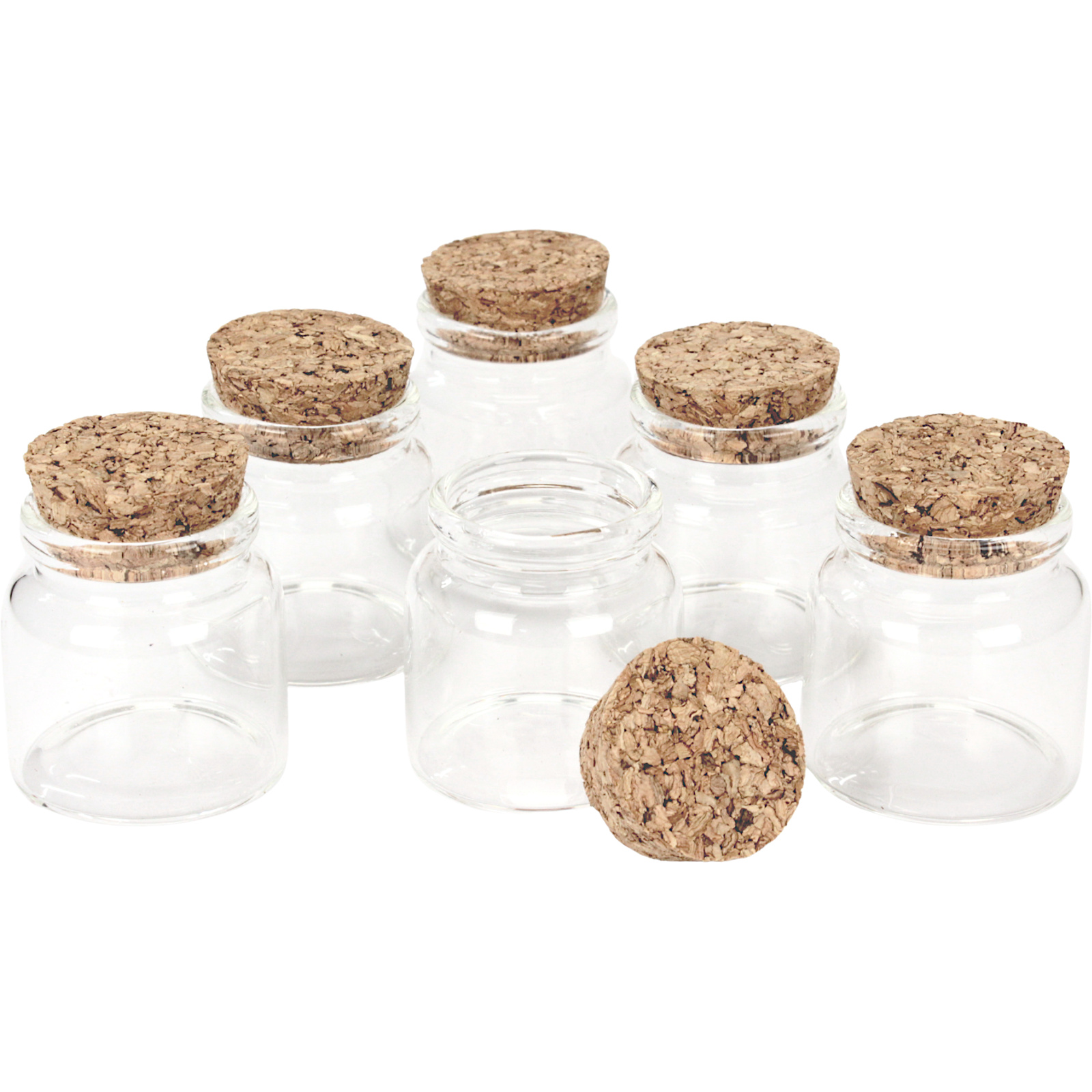 Clear Mini Glass Jars With Cork Lids (Pack of 6)