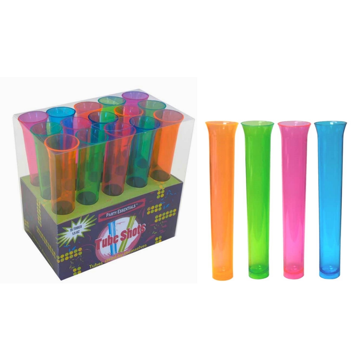 Neon Coloured Tube Shots (Pack of 15)