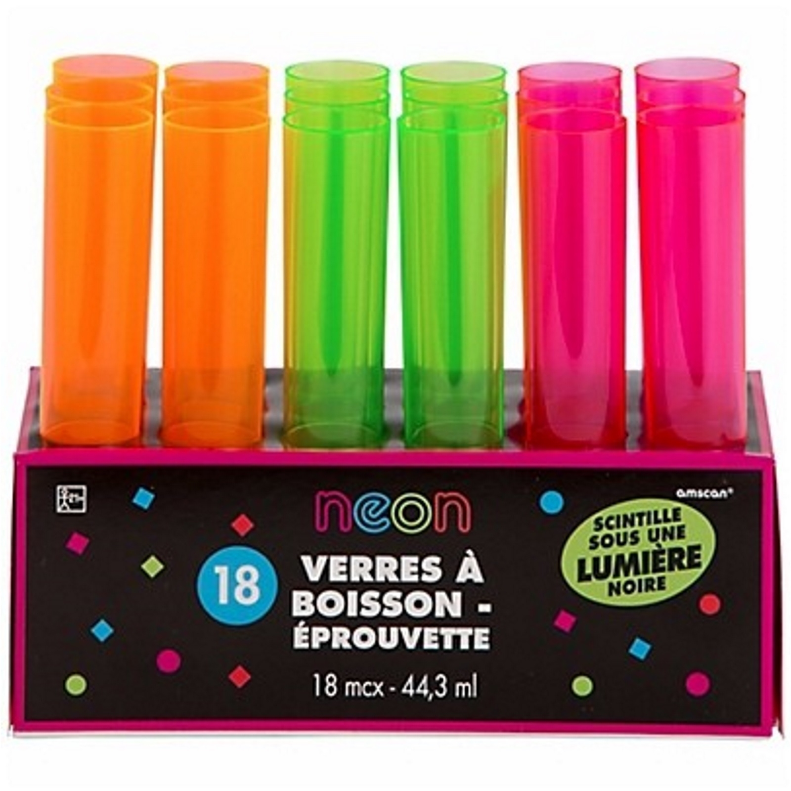 Neon Coloured Plastic Tube Shots (Pack of 18)