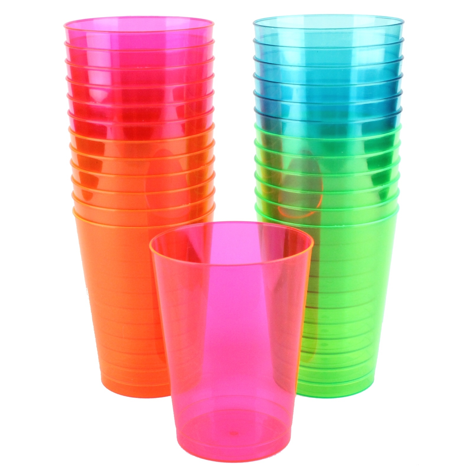 Neon Coloured Plastic Tumbler Cups 295ml (Pack of 25)