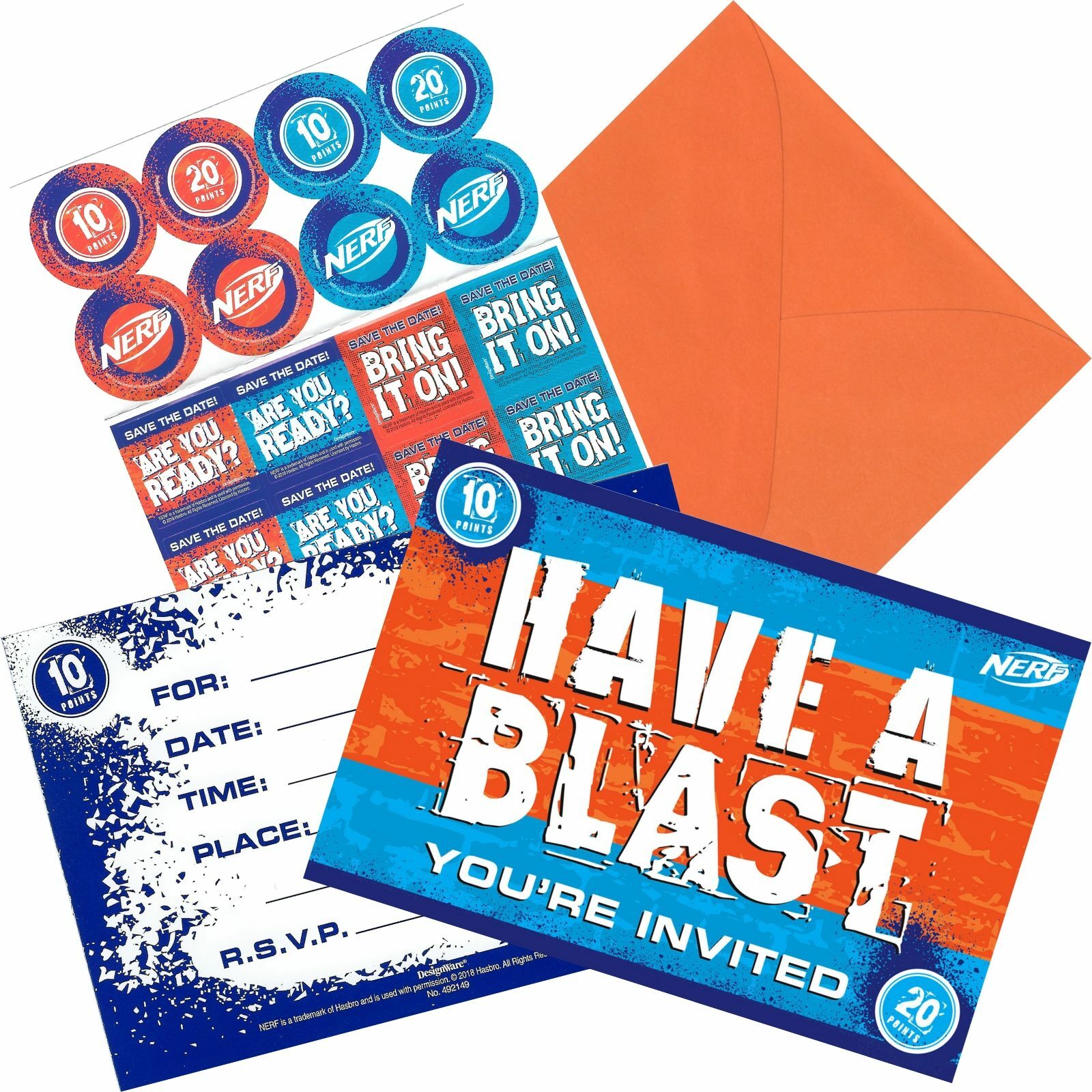 Nerf Party Invitation Set (Pack of 8)