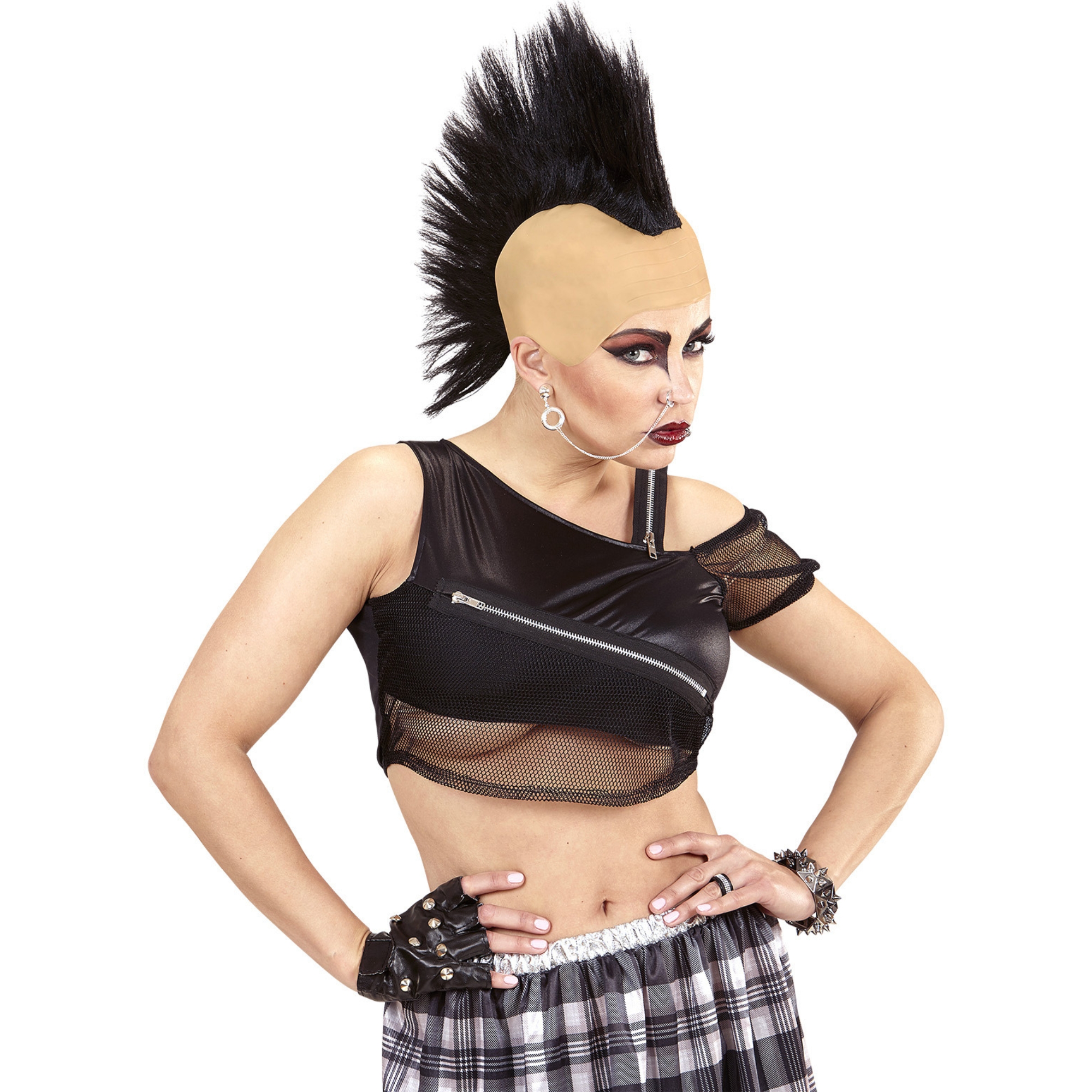 Black Punk Skinhead Mohawk Wig