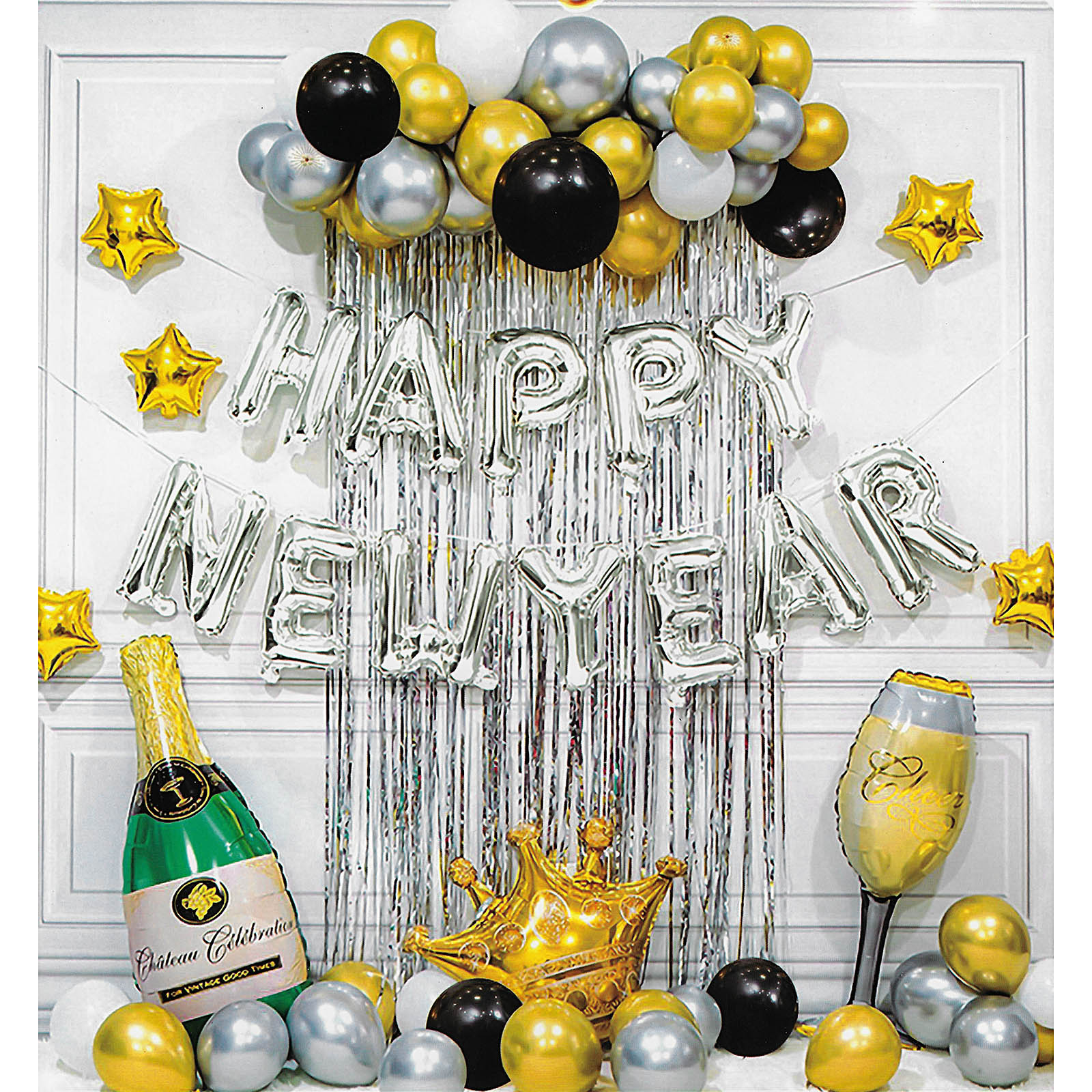 Happy New Year Gold and Silver Balloon Kit (41 Balloons)