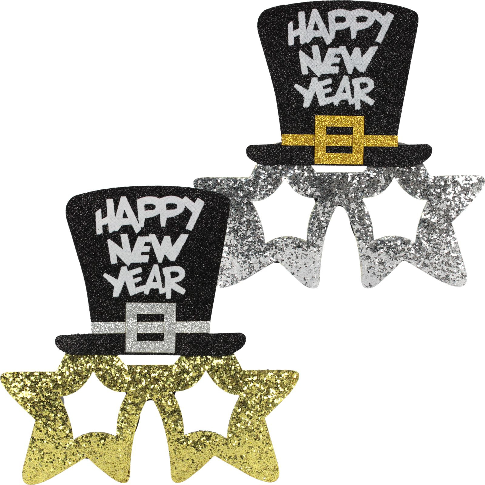 Happy New Year Stars and Top Hat Party Glasses (1 Only)