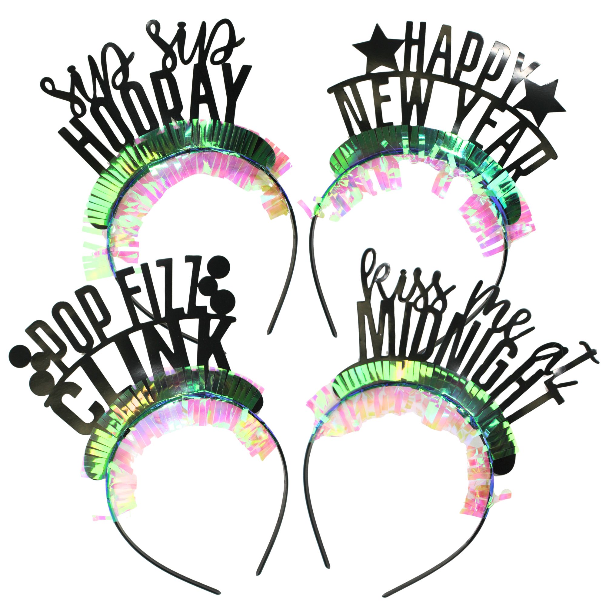 Iridescent Happy New Year Headbands (Pack of 4) 