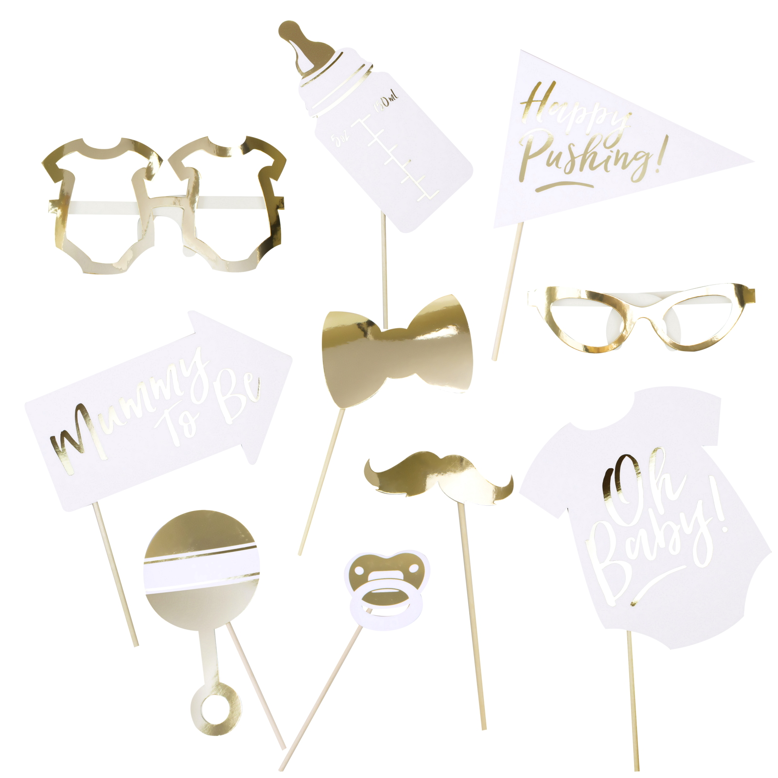 Ginger Ray Gold Oh Baby! Photo Props (Set of 10)