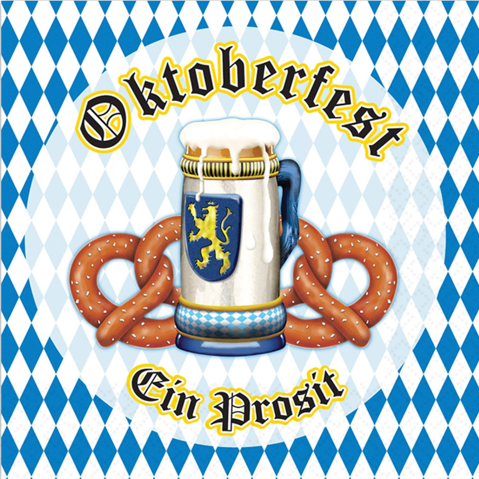 Oktoberfest Bavarian Large Napkins / Serviettes (Pack of 16)