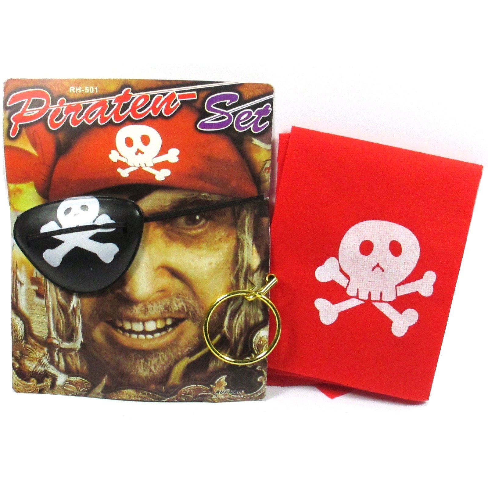 Pirate Eye Patch, Earring and Bandanna Set