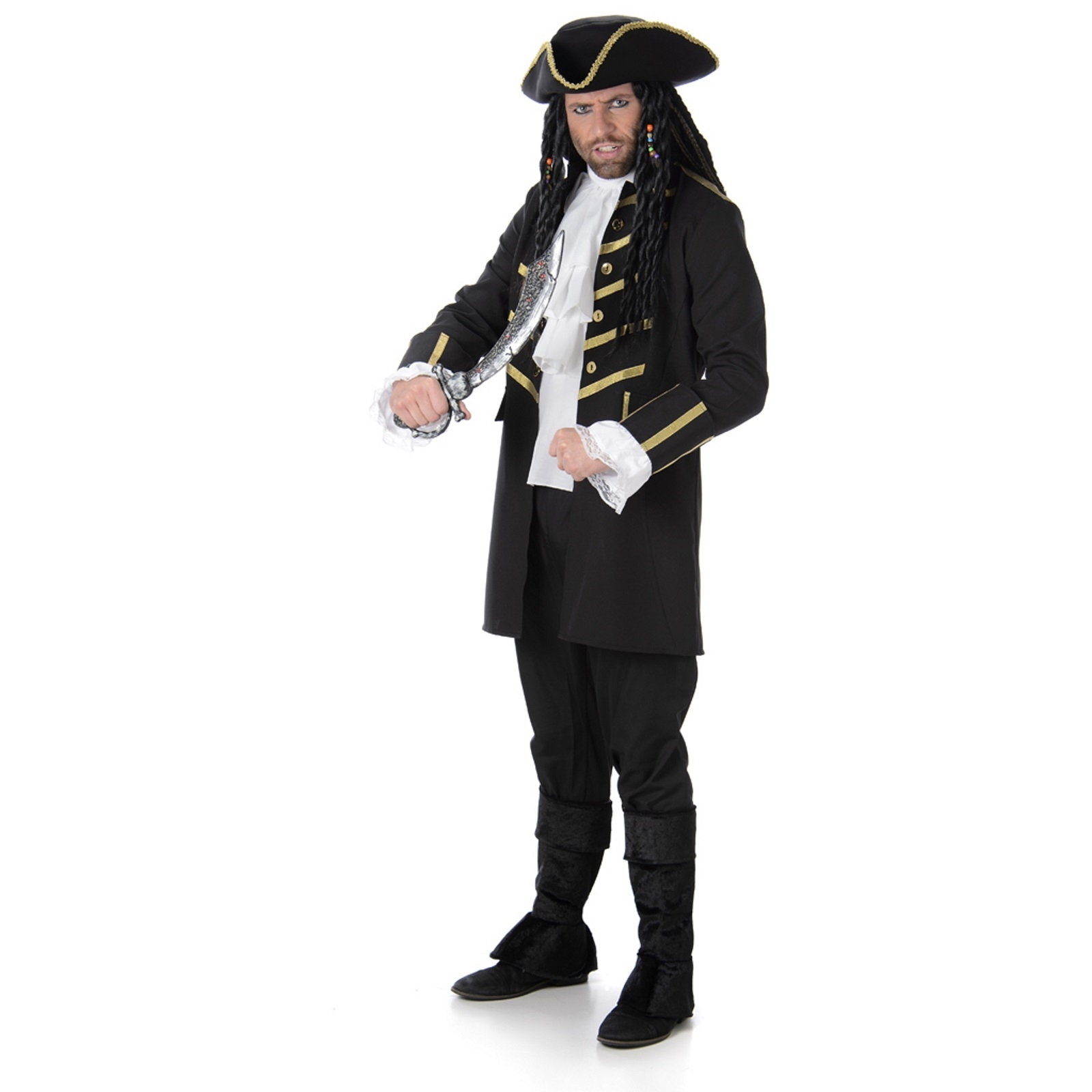 Black Pirate Mens Costume Large