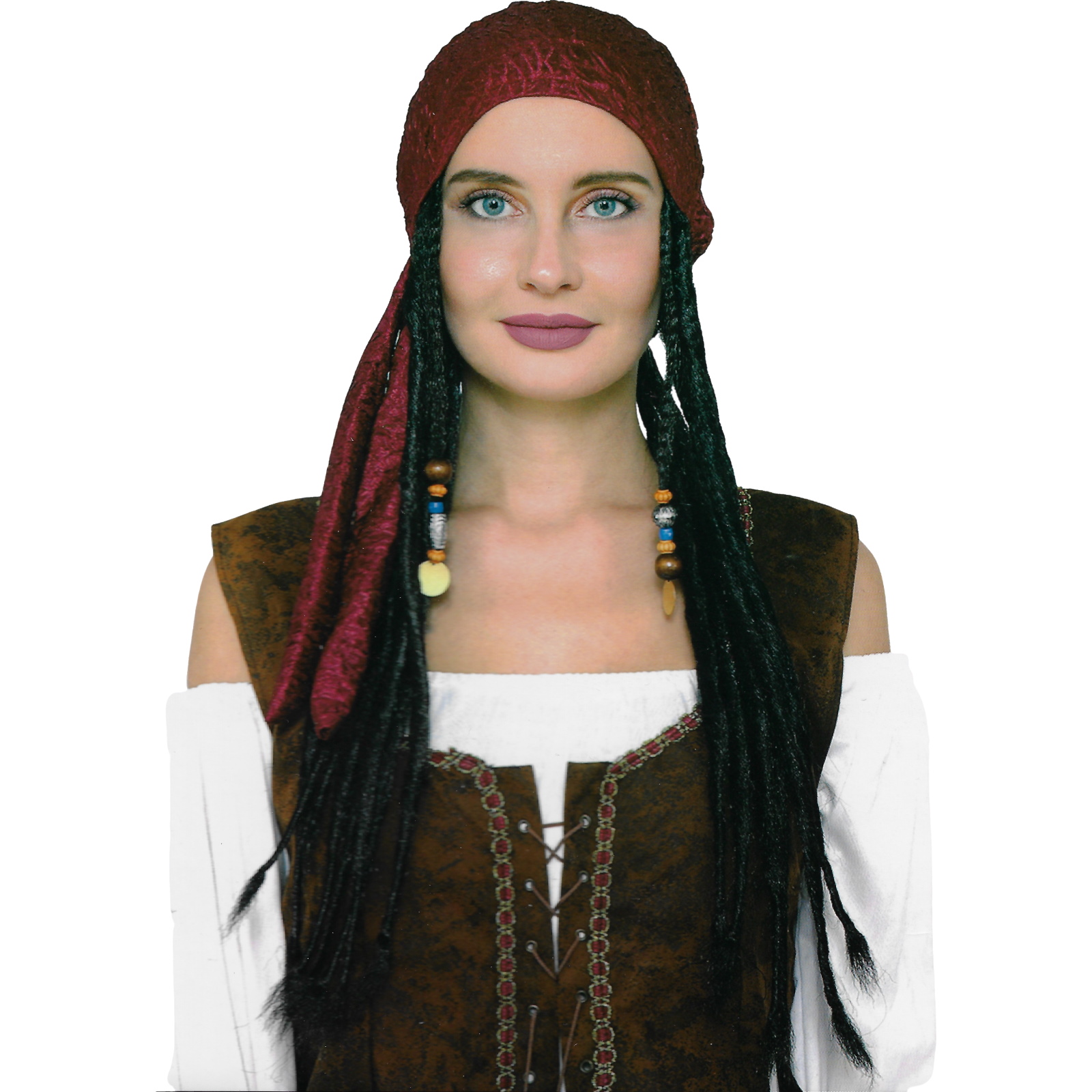 Pirate Wench Bandana with Black Dreadlocks