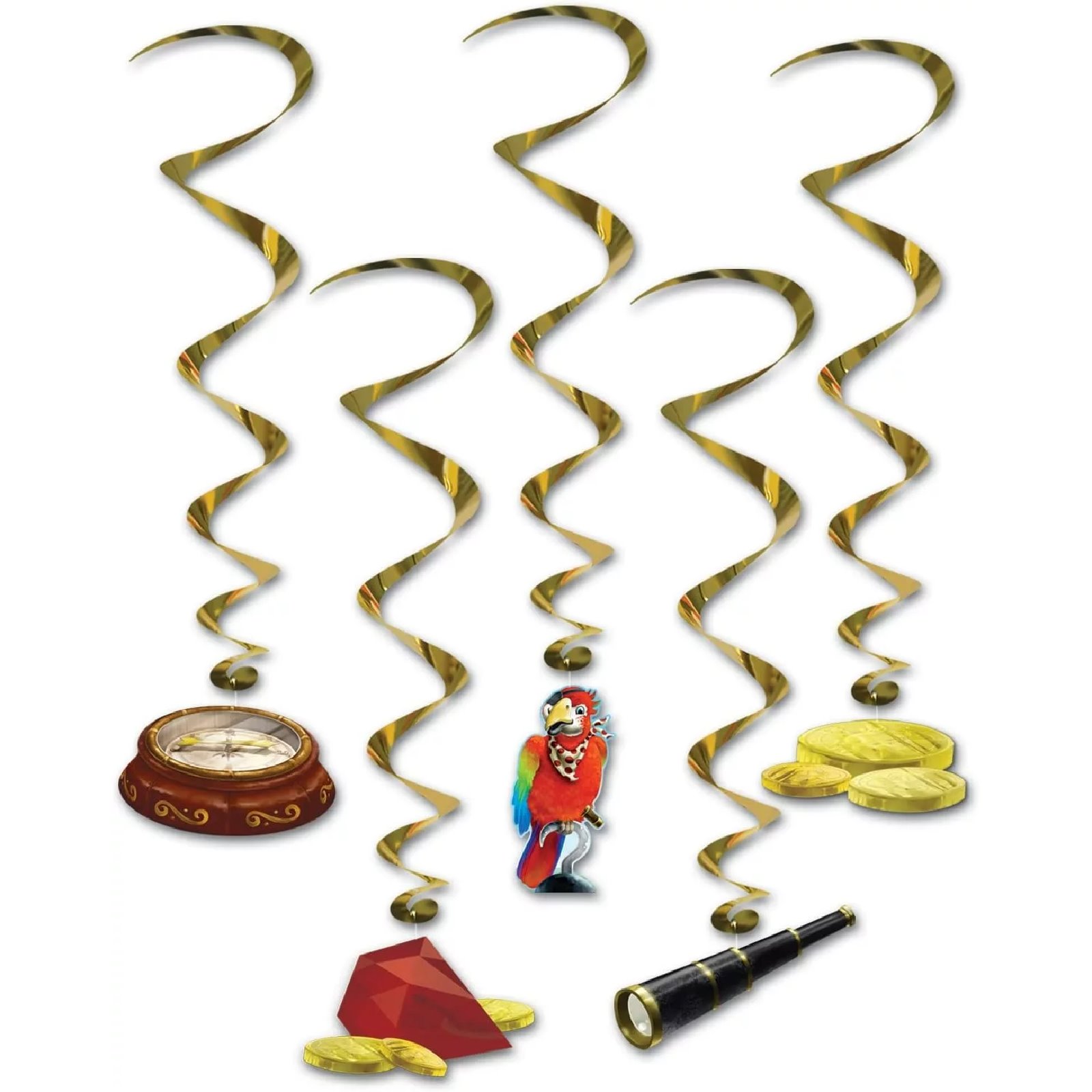 Pirate Treasure Hunt Swirl Decorations (Pack of 5) 