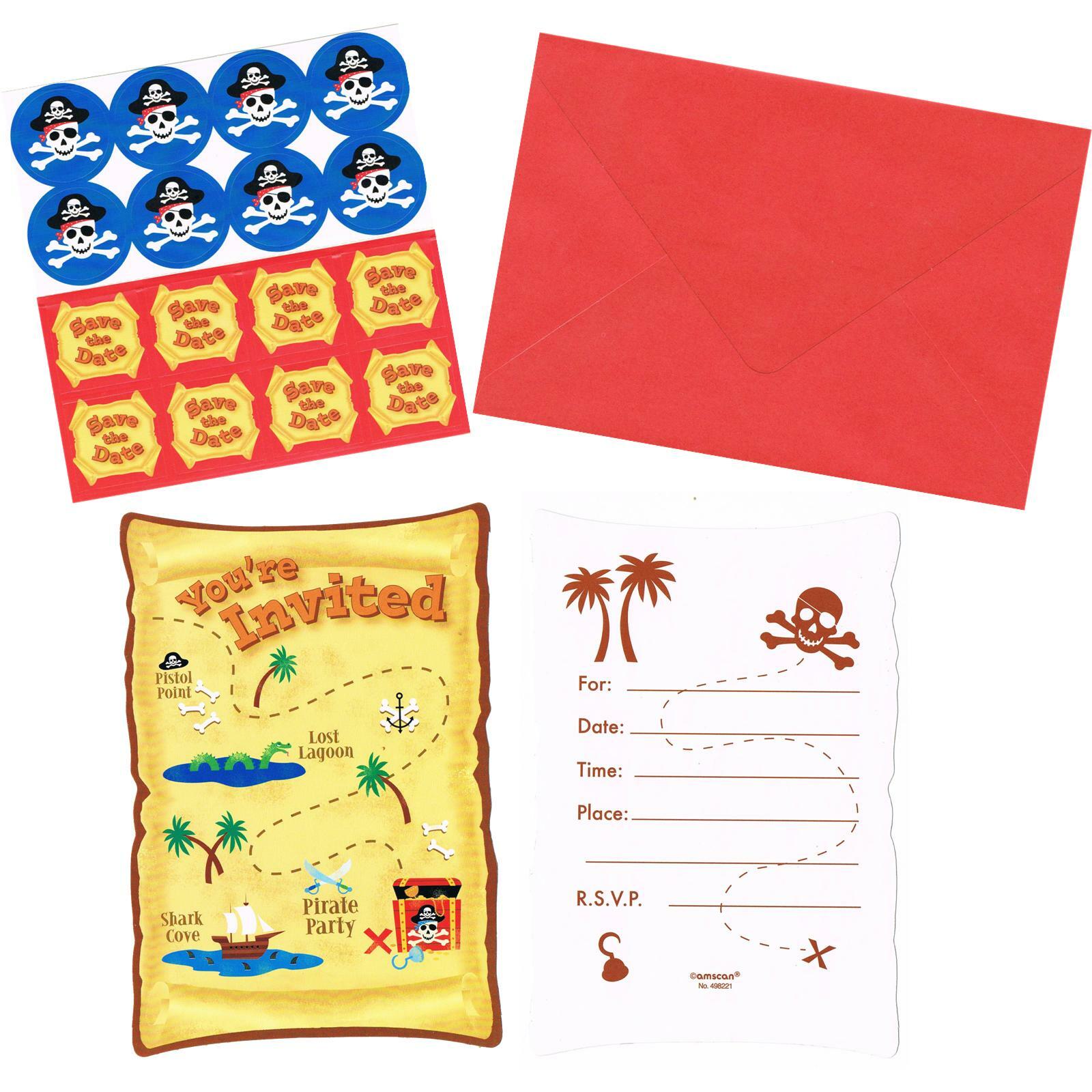 Pirate Treasure Party Invitation Set (Pack of 8)