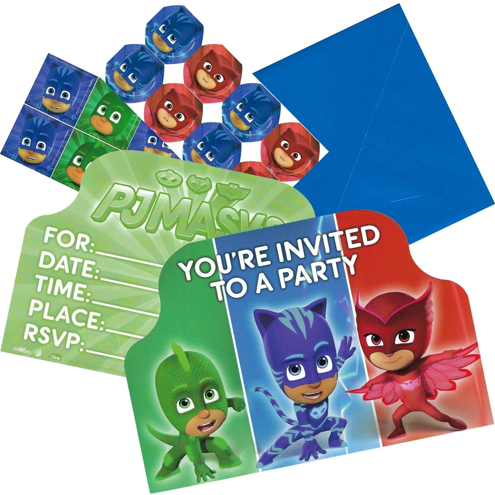 PJ Masks Invitation Set (Pack of 8)