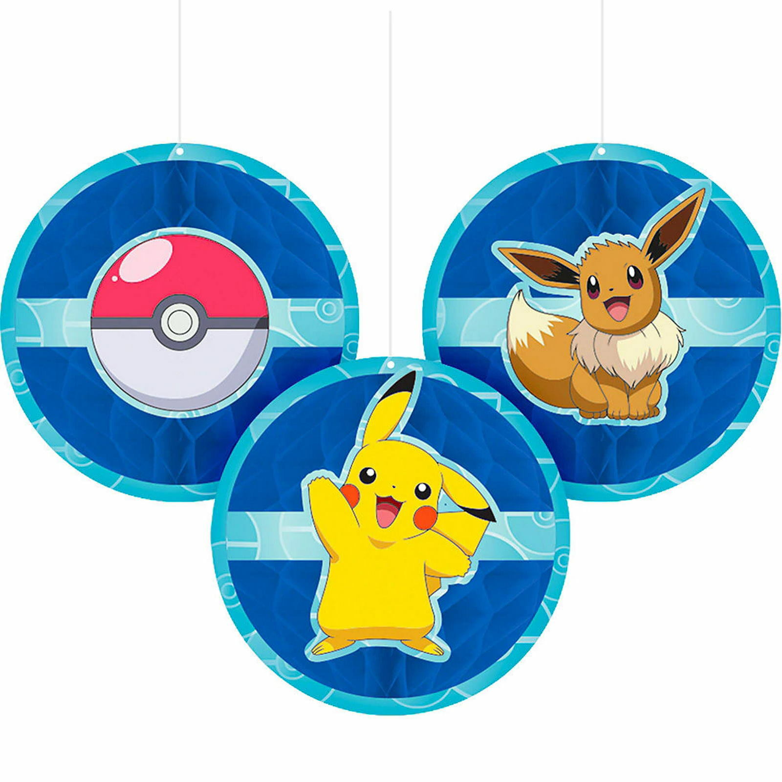 Pokemon Classic Honeycomb Decorations (Pack of 3)