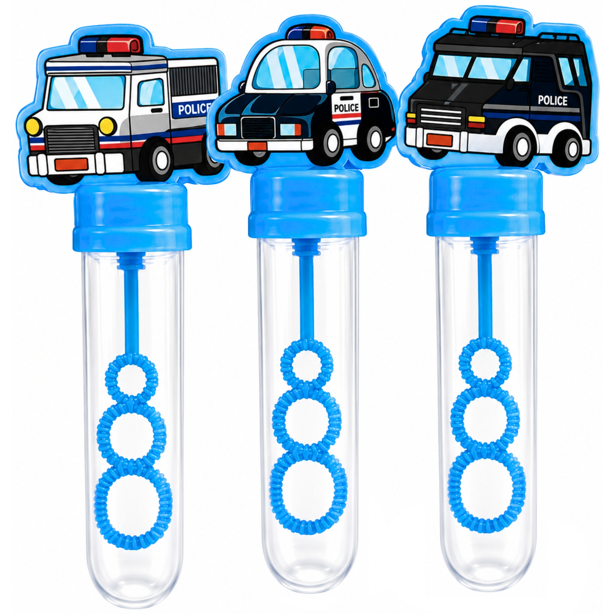 Police Patrol Car Bubble Tubes (Pack of 3)