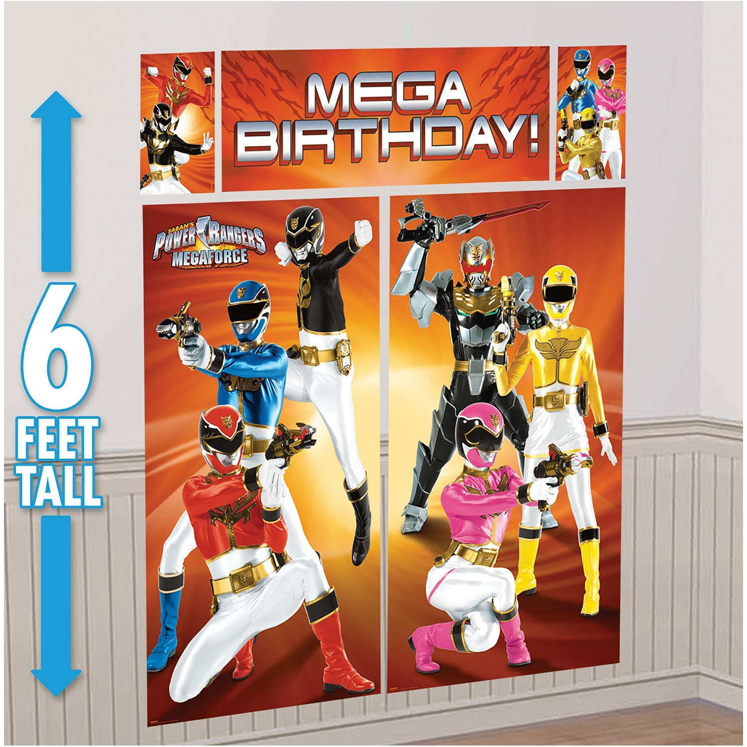 Power Ranger Door Decorations Power Rangers Megaforce Scene Setter Wall Decorations - Costumes.com.au