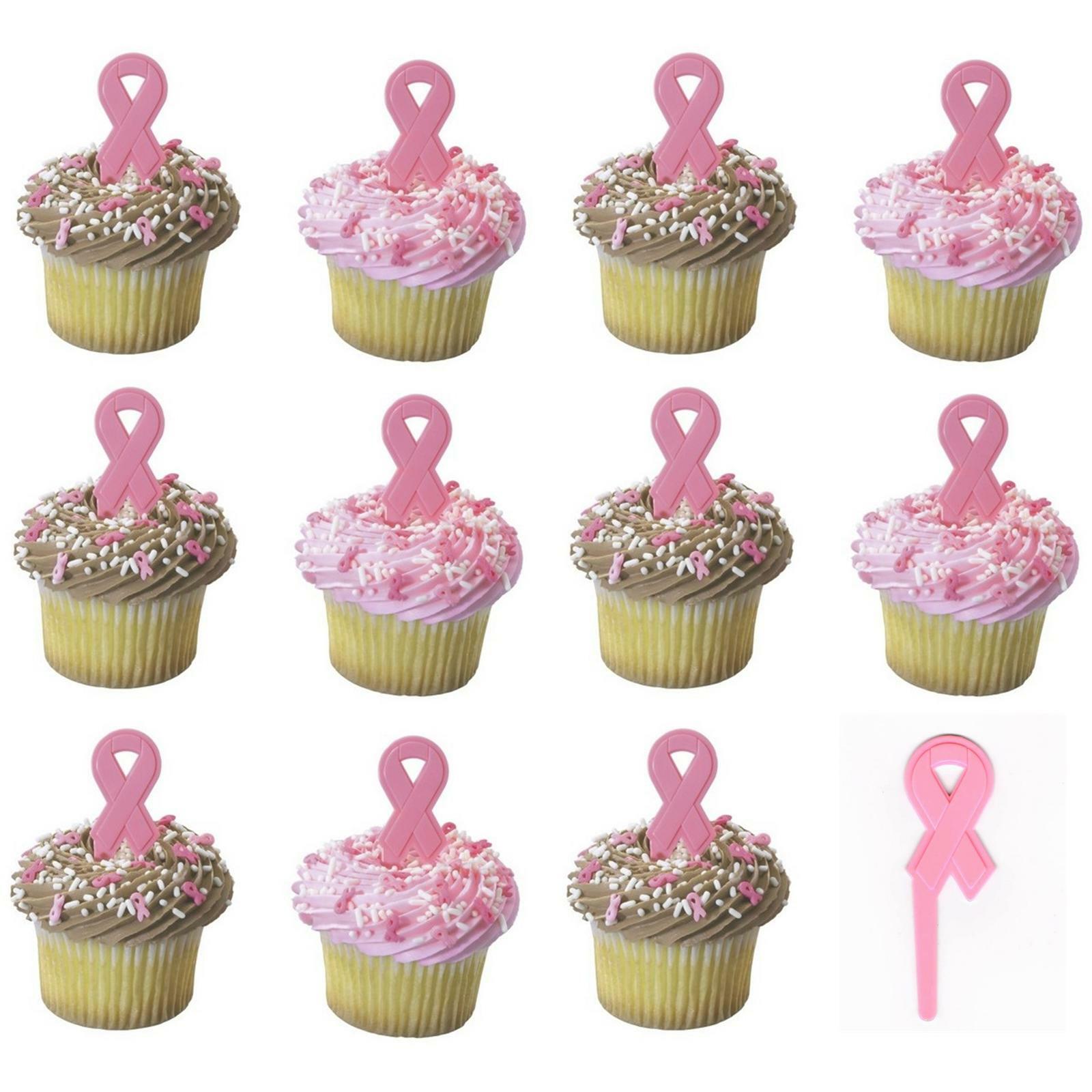 Pink Ribbon Cupcake Picks (Pack of 12)