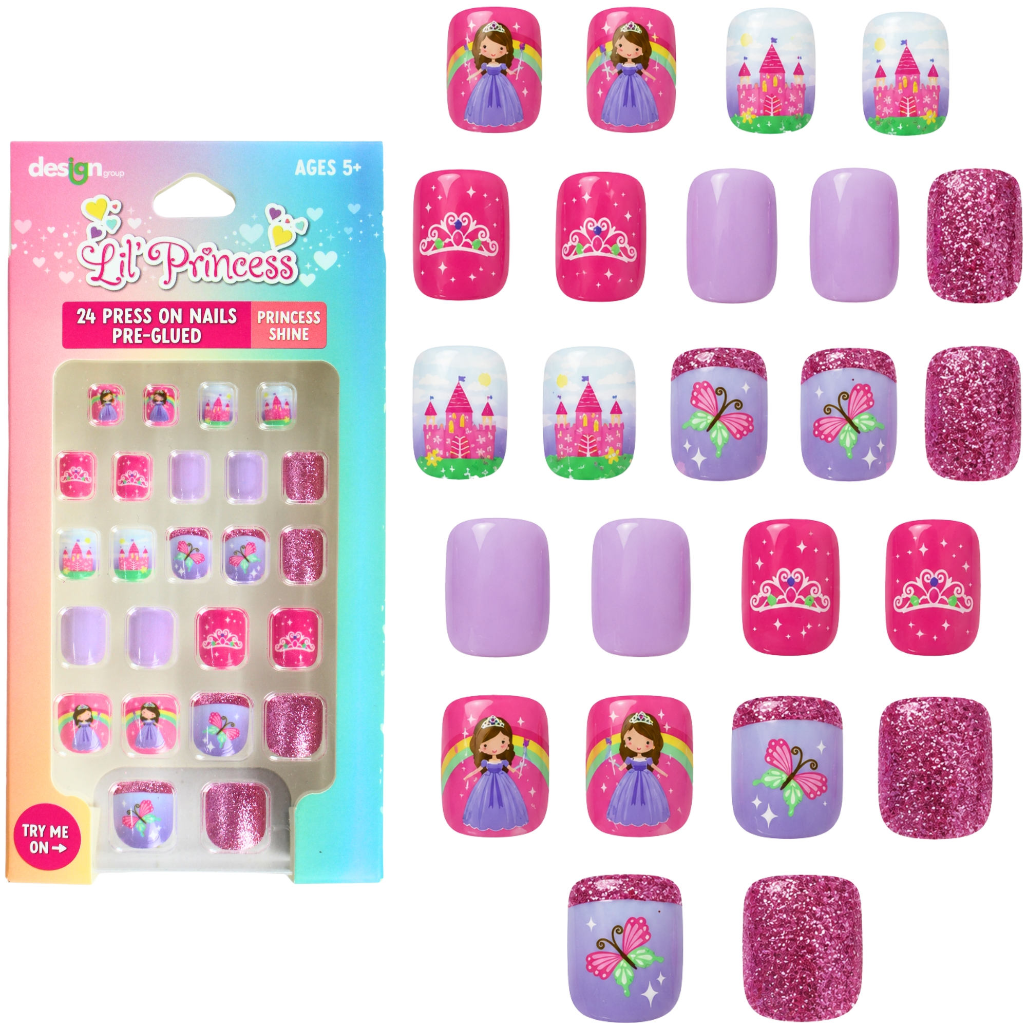 Lil' Princess Shine Press On Nails (24 Pieces) 