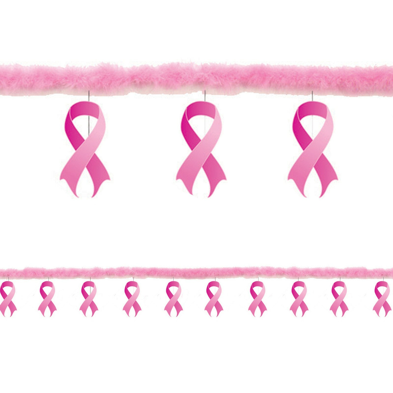 Pink Ribbon Fluffy Garland Banner