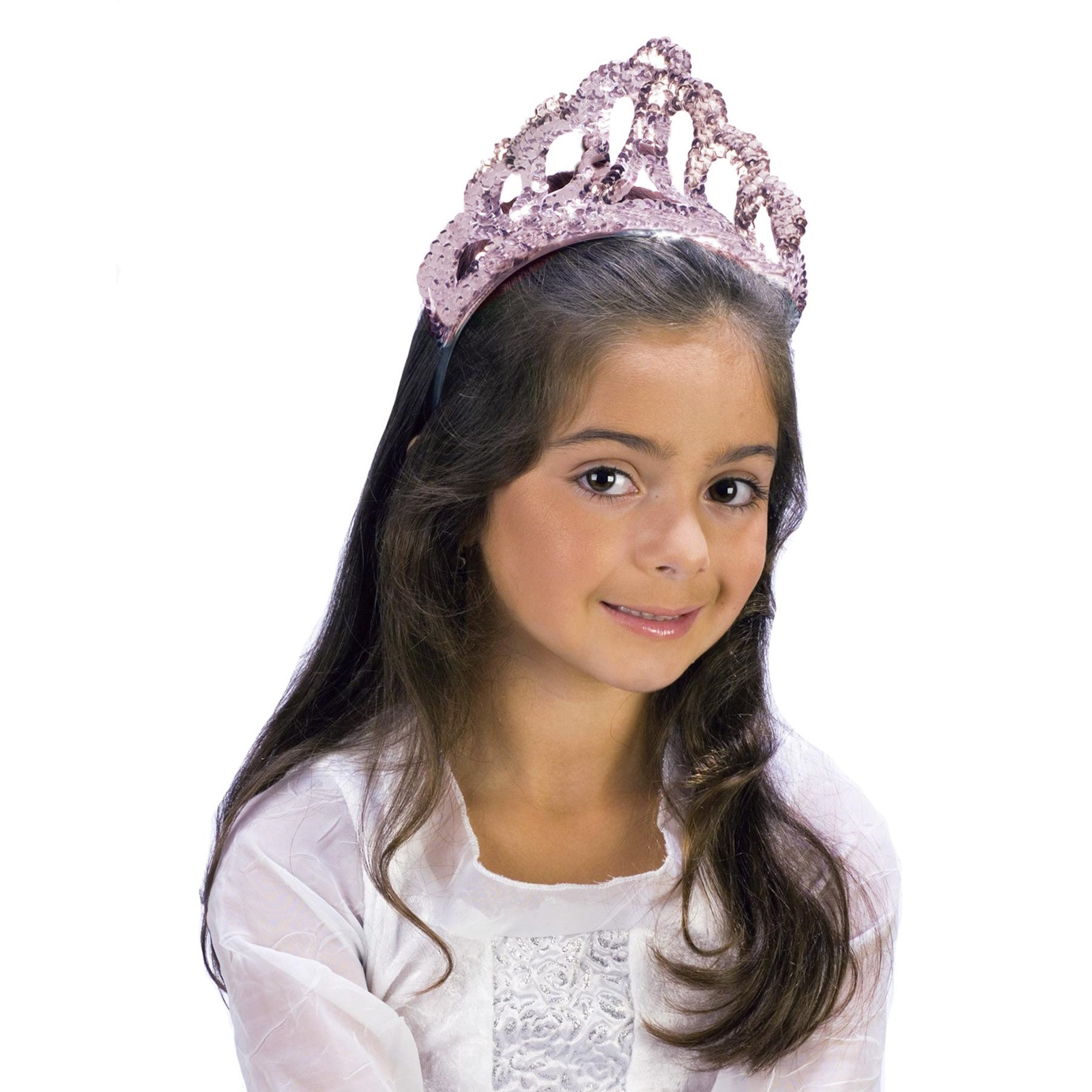 Sparkling Pearl White Sequin Tiara Child Costume Accessory