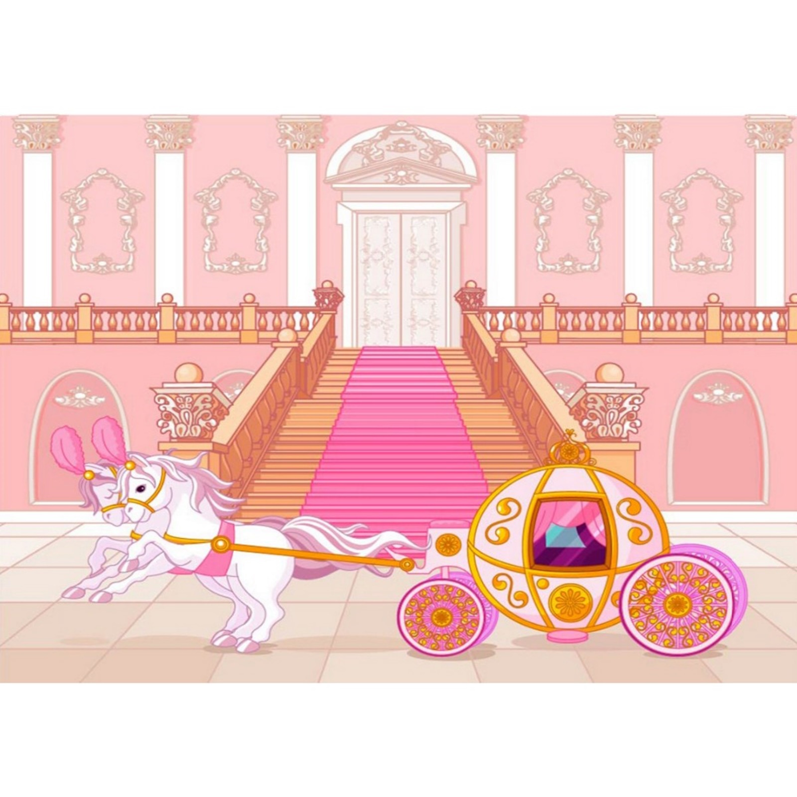 Princess Carriage Large Fabric Wall Backdrop
