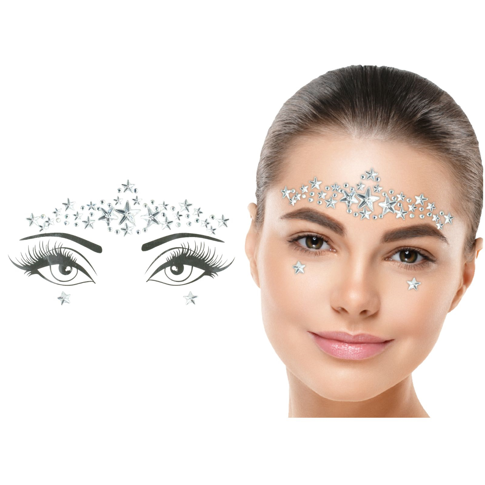 Silver Star Crystal Face Jewels
