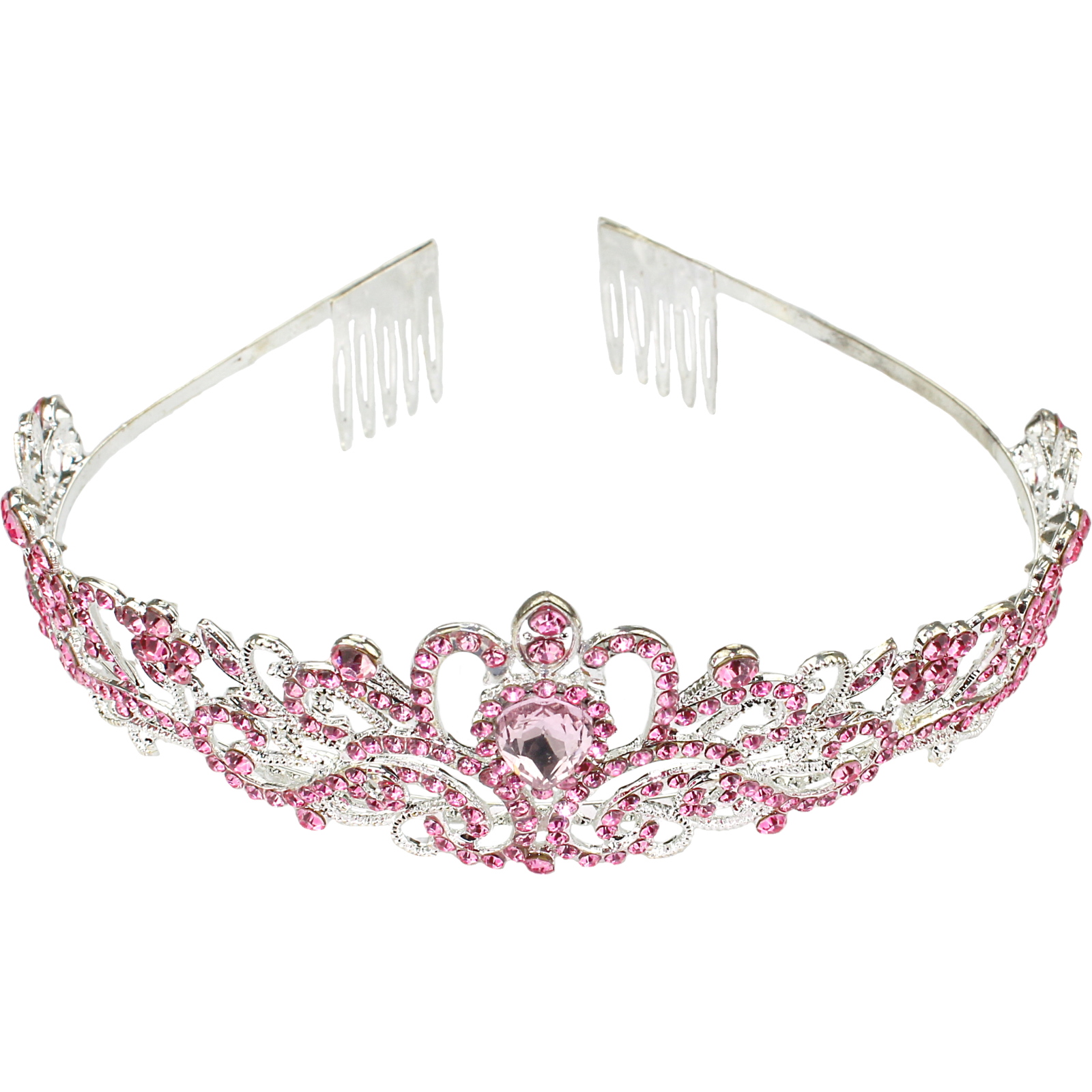 Silver & Pink Diamante Tiara