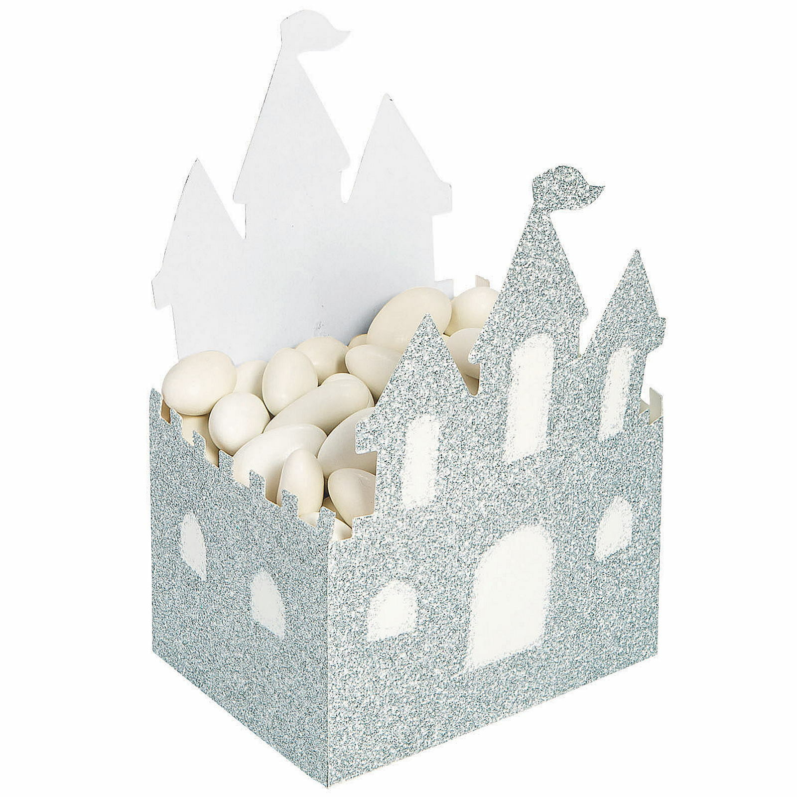 Silver Glitter Castle Favour Boxes (Pack of 6)