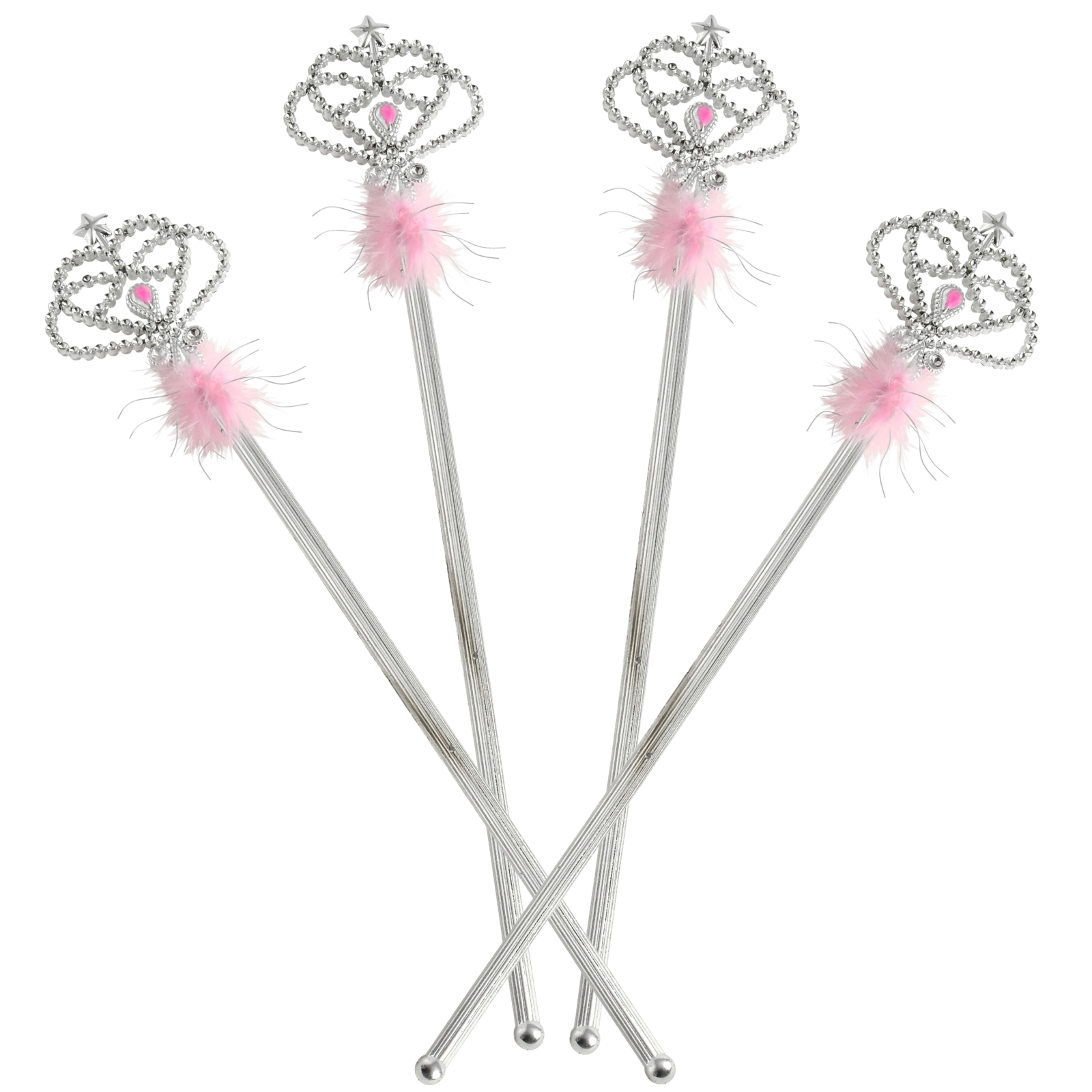 Magical Princess Pink Marabou Plastic Wands (Pack of 12)