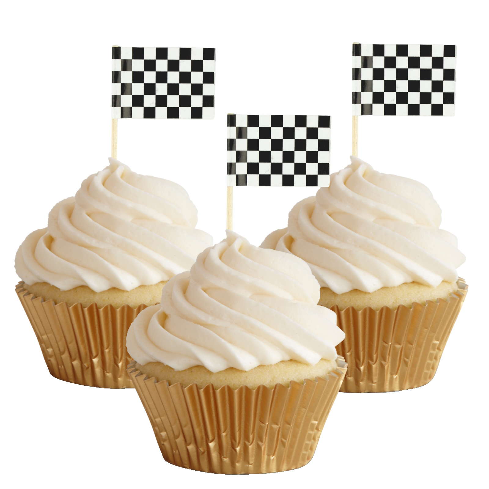 Black and White Checkered Flag Cupcake Picks (Pack of 24)