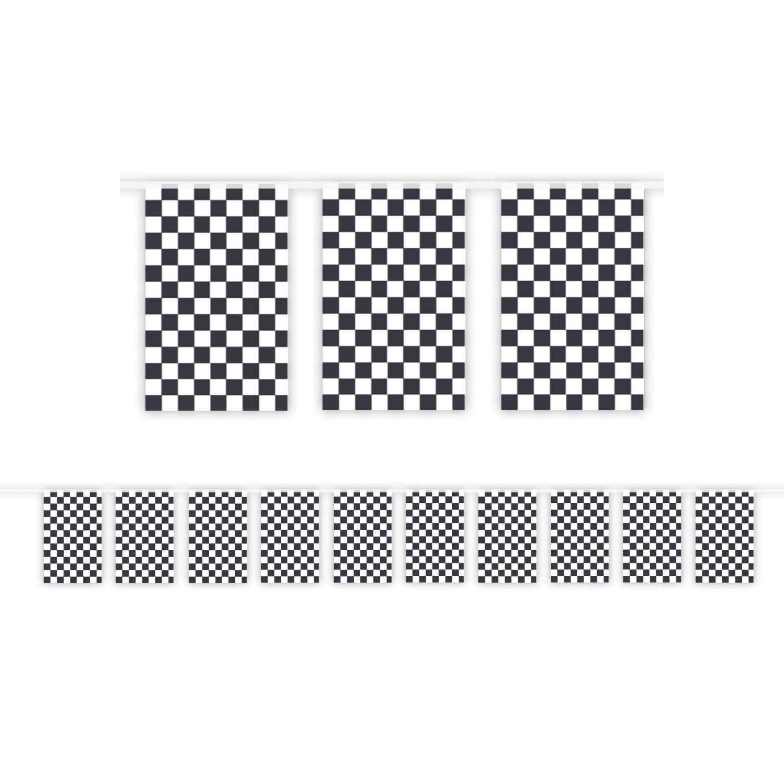 Black and White Rectangle Chequered Flag Banner (3.6m)