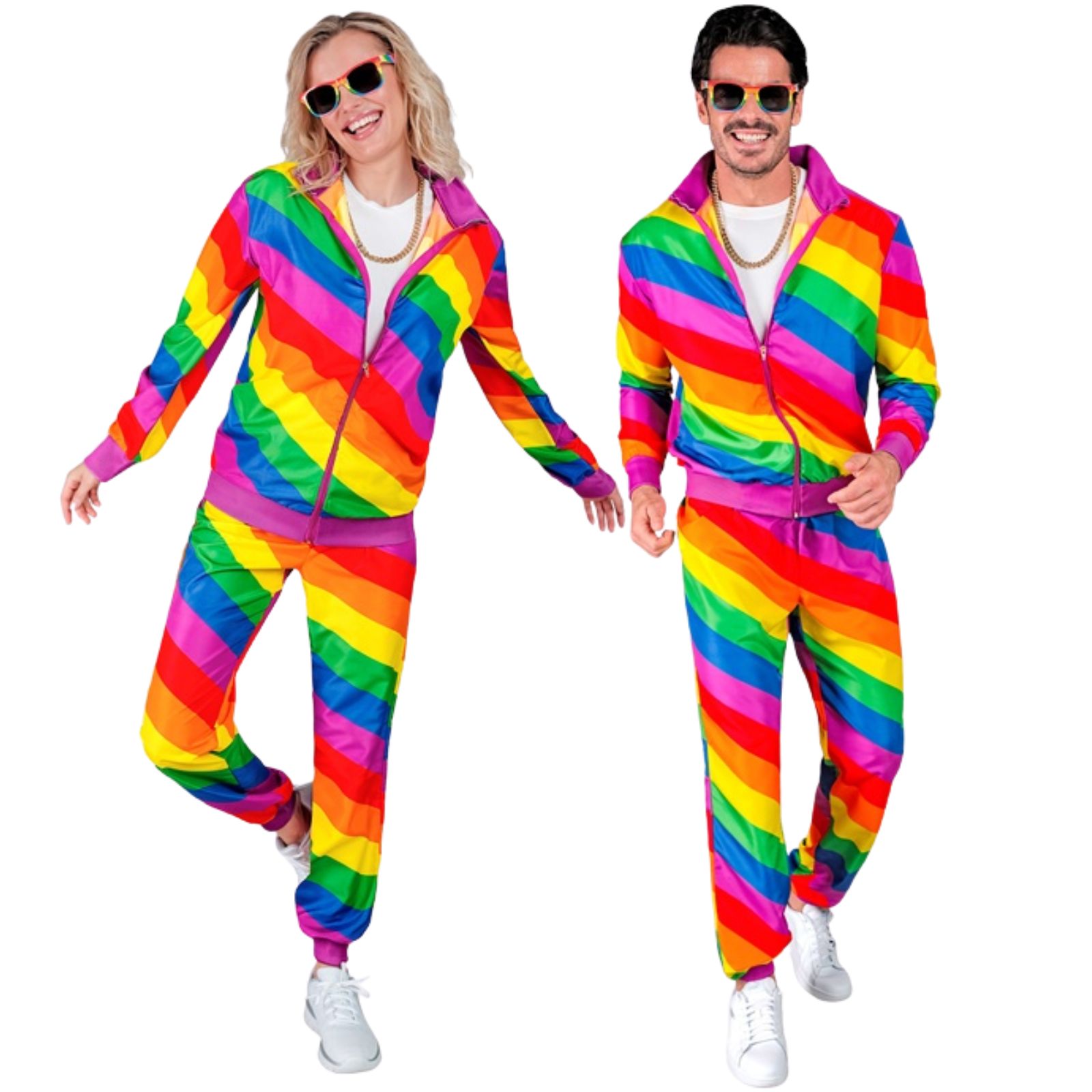 Adult Rainbow Party Tracksuit Costume Large