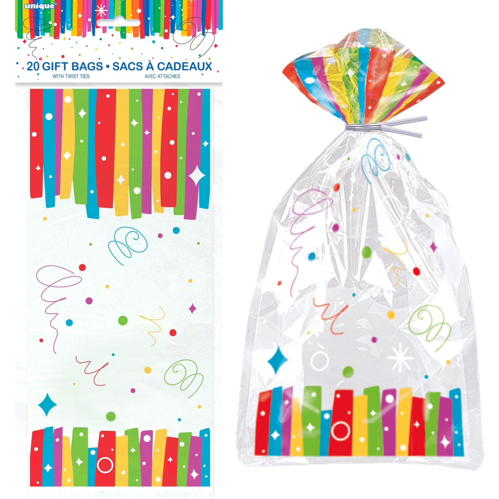 Rainbow Ribbons Happy Birthday Lolly/Treat Bags (Pack of 20)