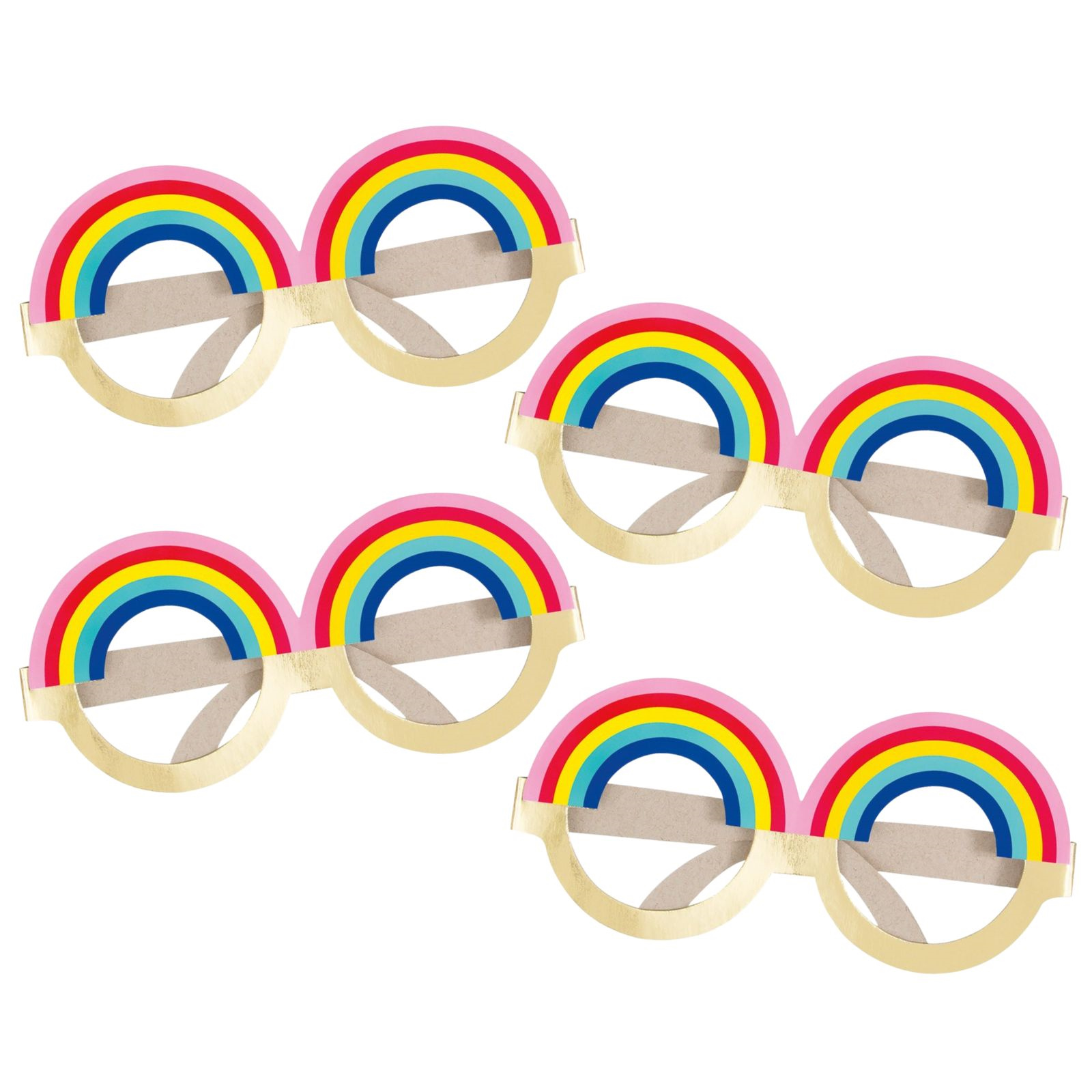 Rainbow And Foil Paper Party Glasses (Pack of 4)
