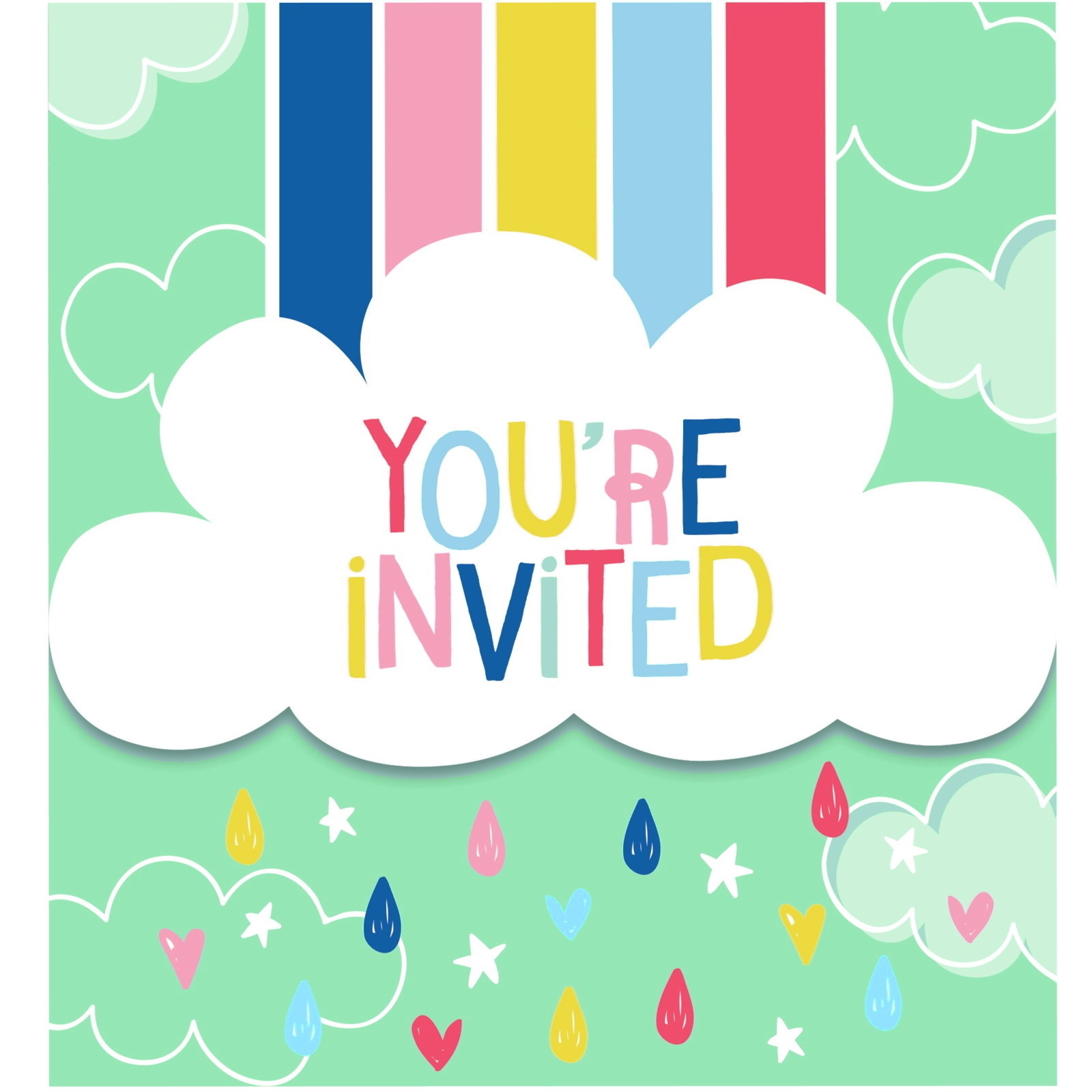 Over the Rainbow Party Invitations (Pack of 8)