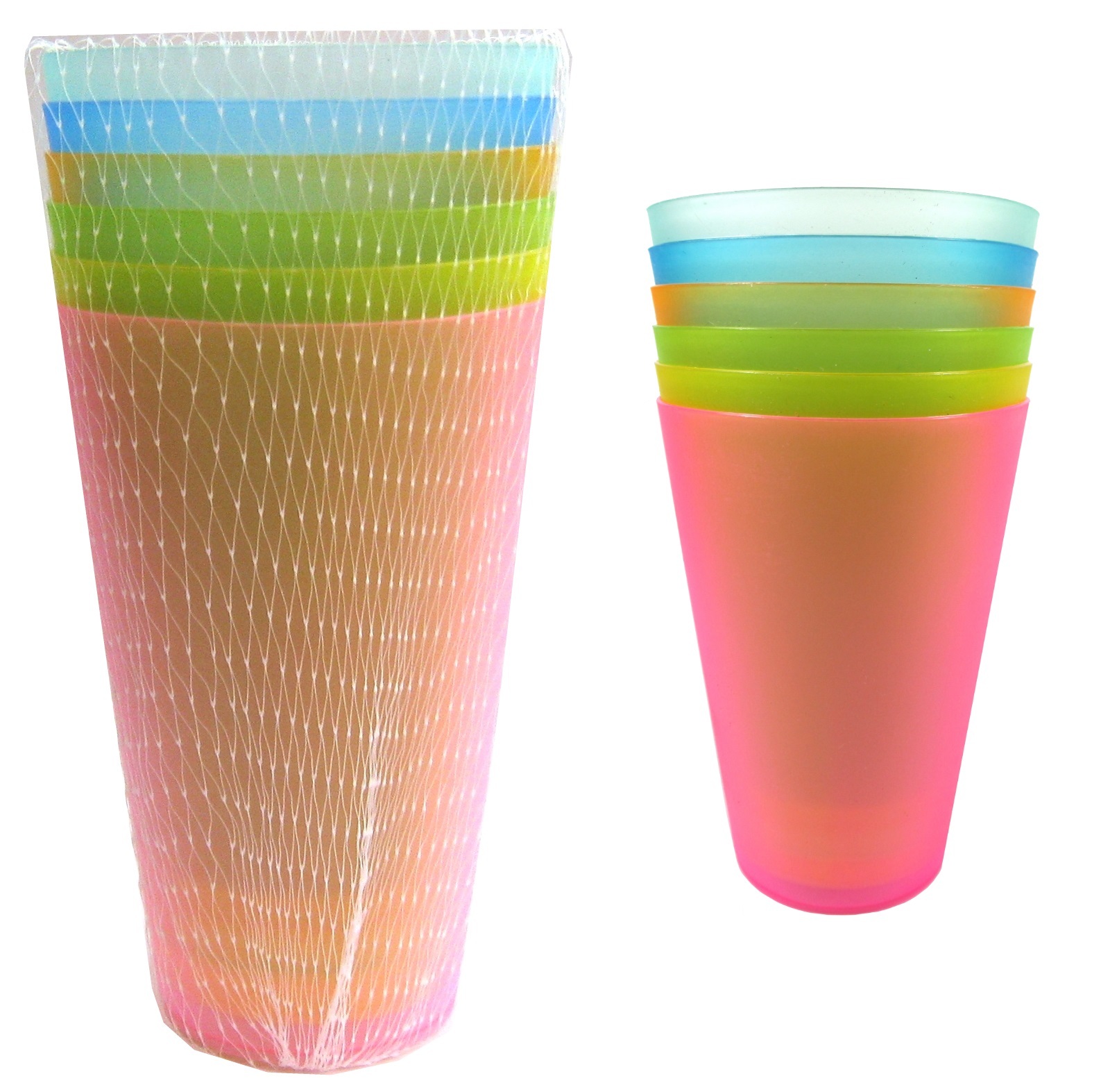 Coloured Large Plastic Cups (Pack of 6)