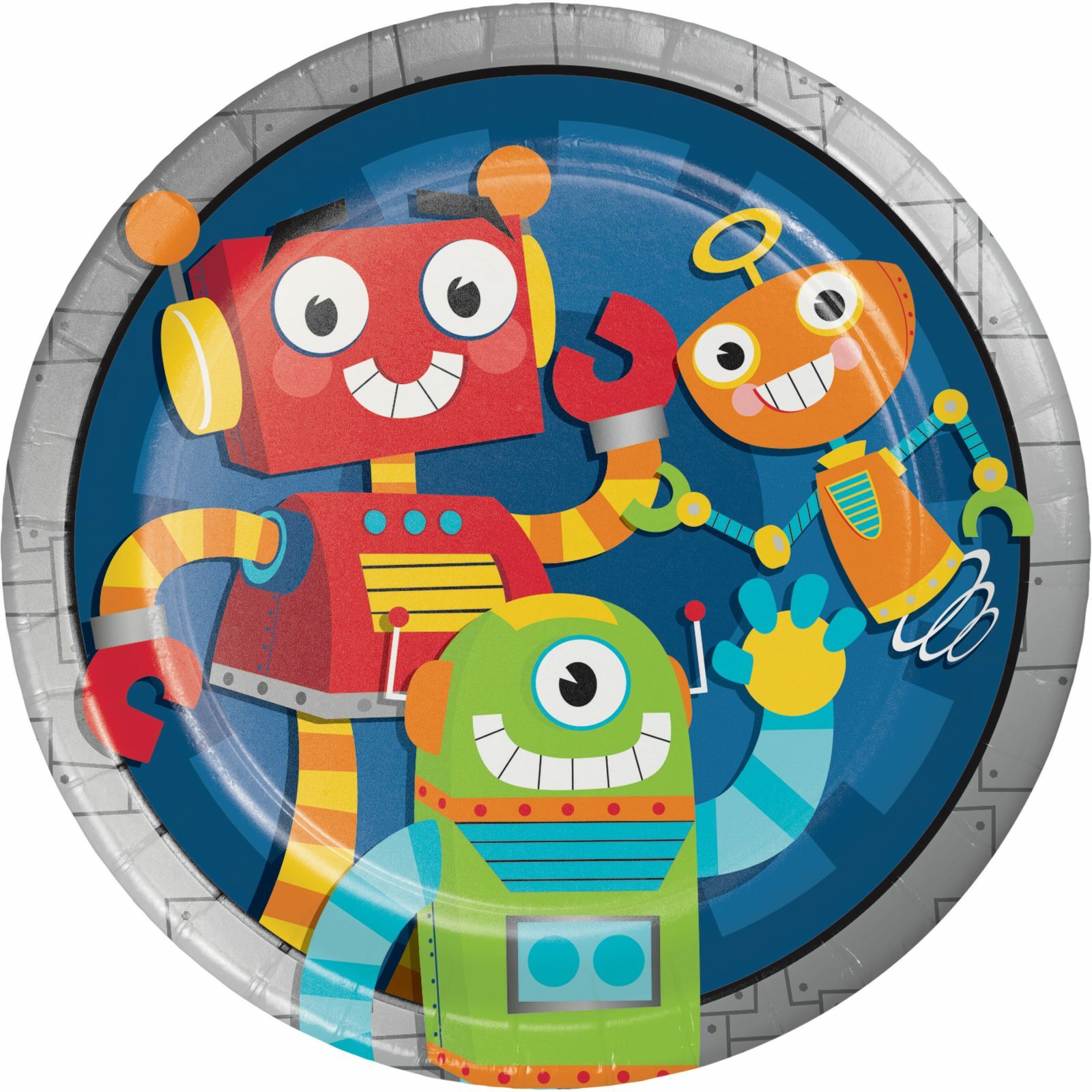 Robots Large Paper Plates (Pack of 8)