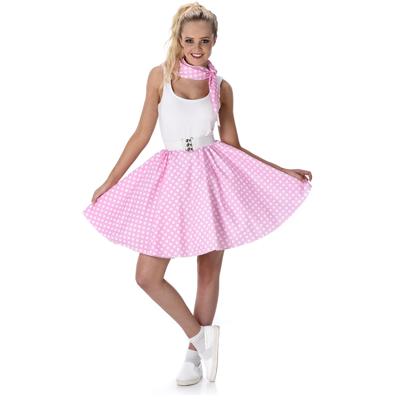 Rock N Roll Polka Dot Skirt and Necktie Ladies Costume Medium