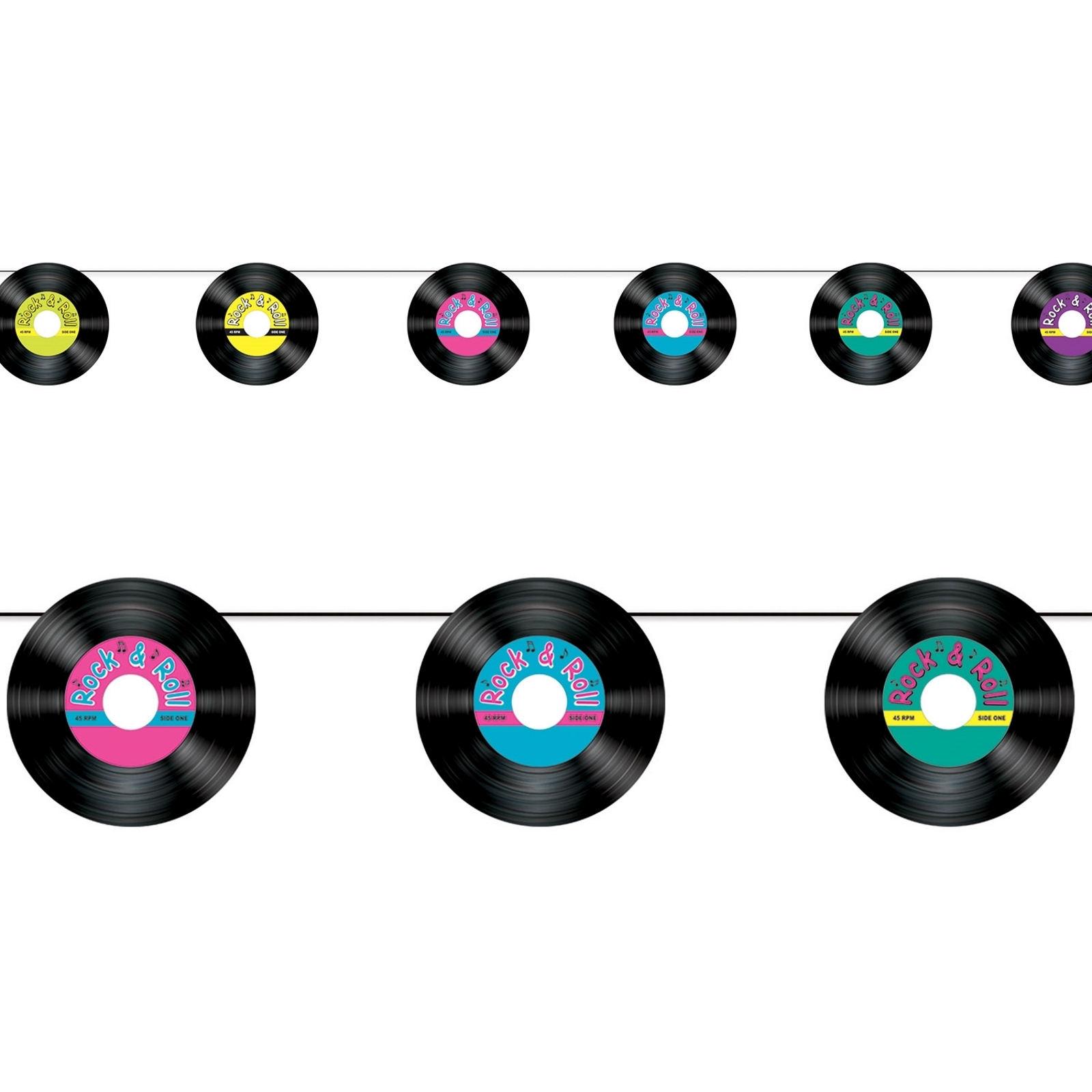 Rock and Roll Record Garland Banner 