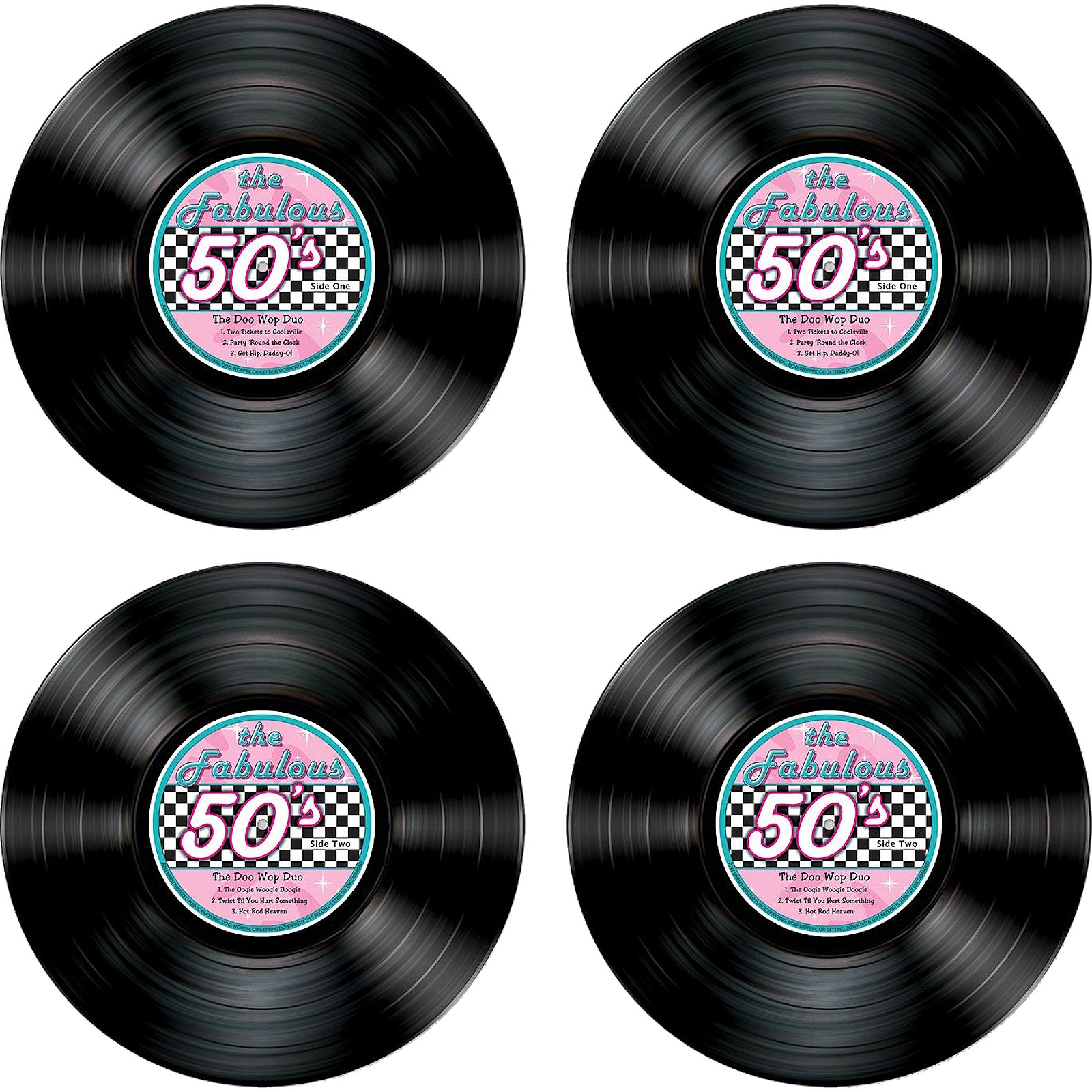 The Fabulous 50's Record Cutout Wall Decorations (Pack of 4)