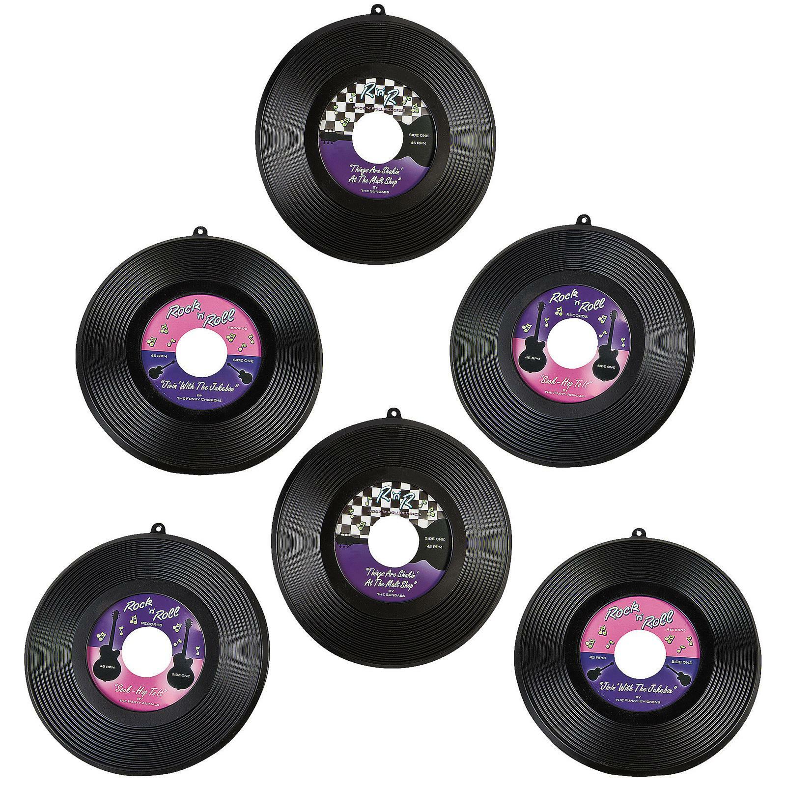 Rock and Roll Record Decorations (Set of 6)